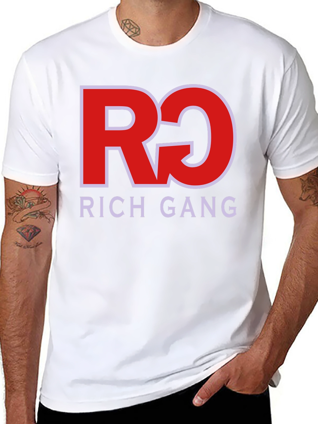 Rich Gang Black T-Shirt Red/White Graphic