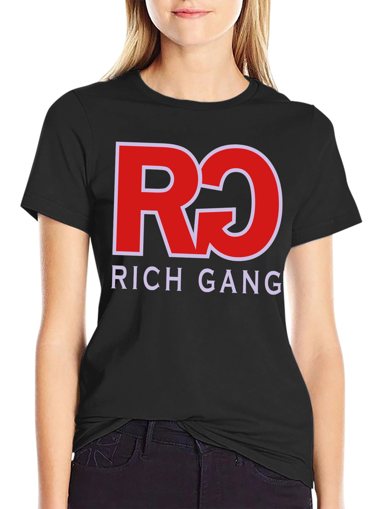 Rich Gang Black T-Shirt Red/White Graphic
