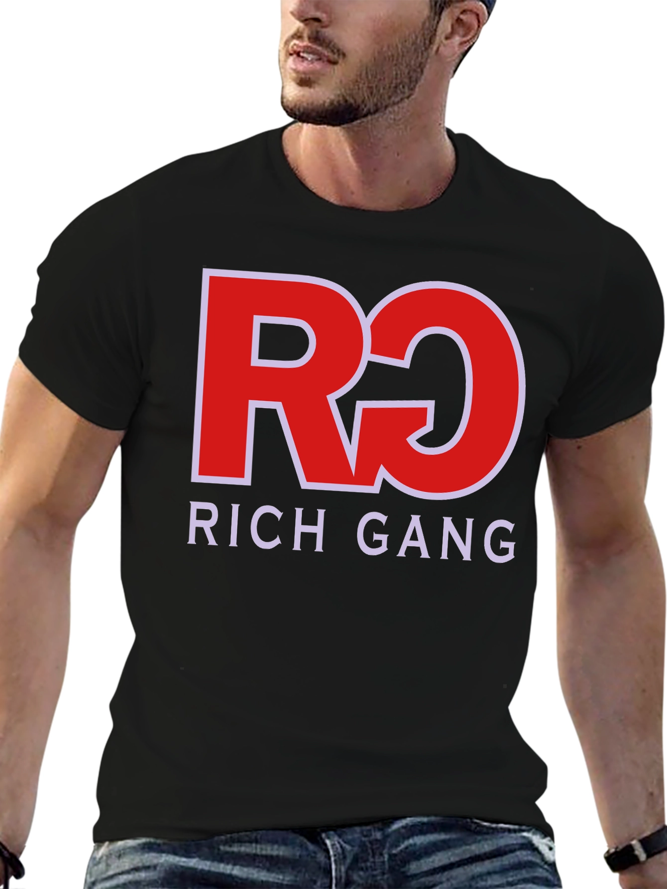 Rich Gang Black T-Shirt Red/White Graphic