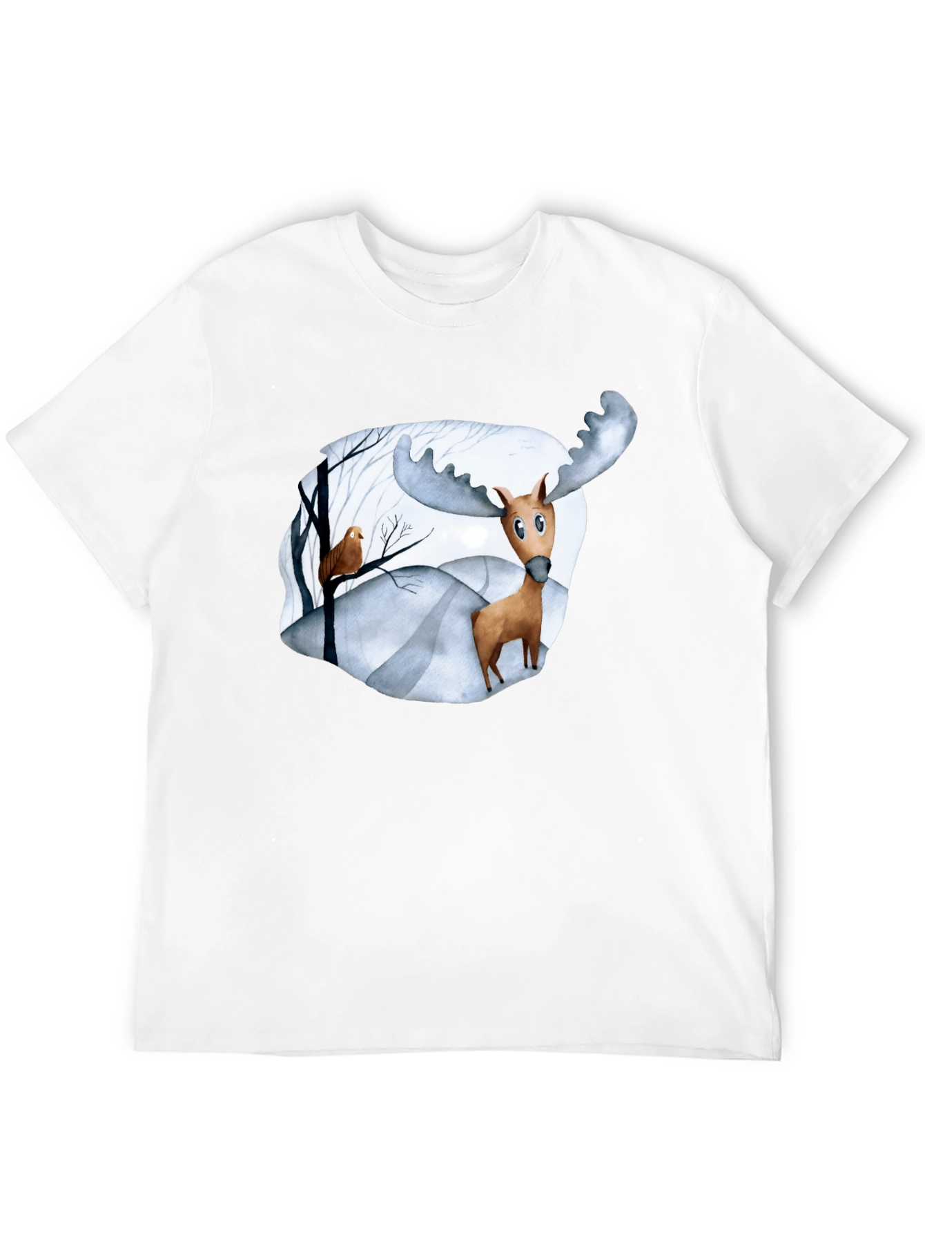 Moose & Bird Graphic Black T-Shirt