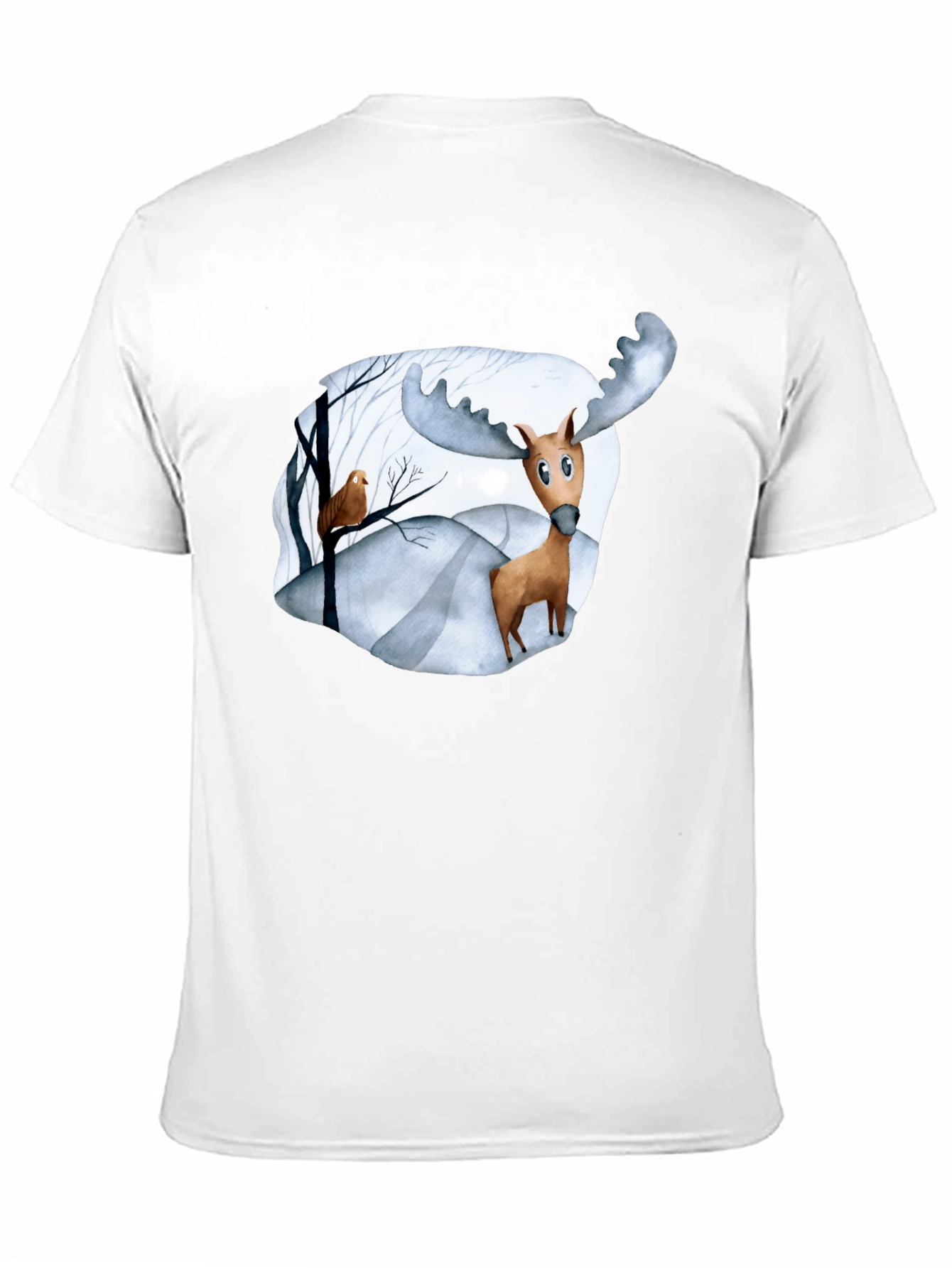 Moose & Bird Graphic Black T-Shirt