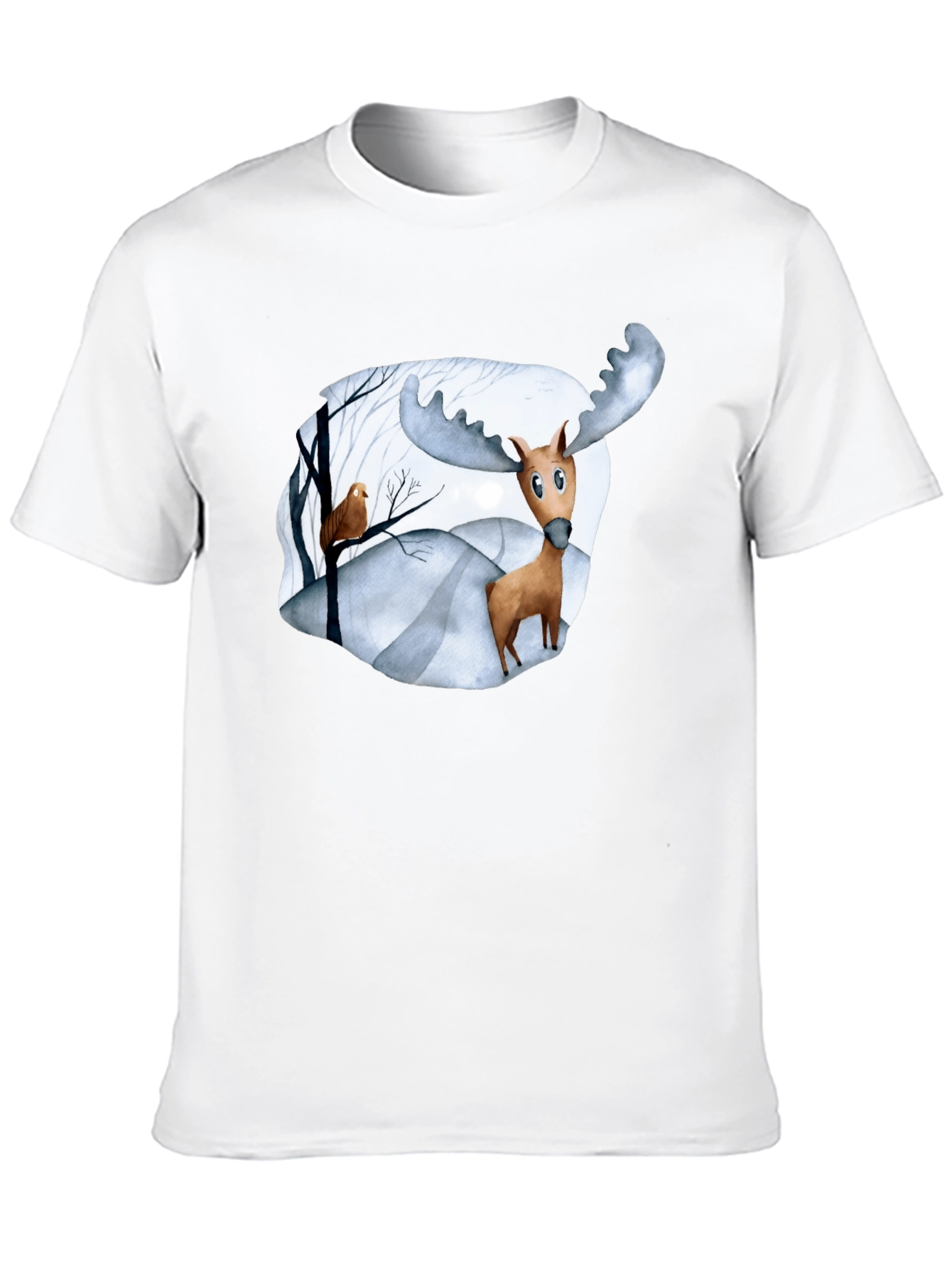 Moose & Bird Graphic Black T-Shirt