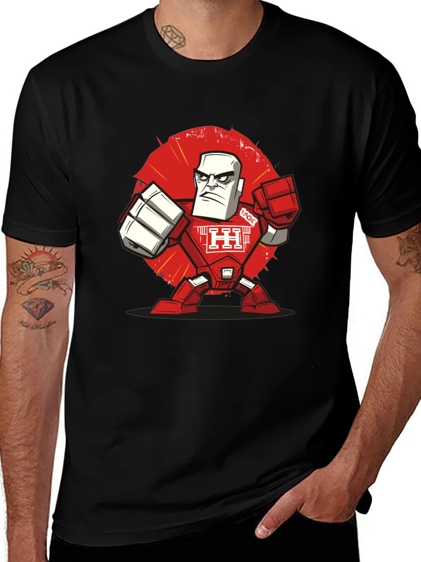 Robot Warrior Graphic Tee - Black