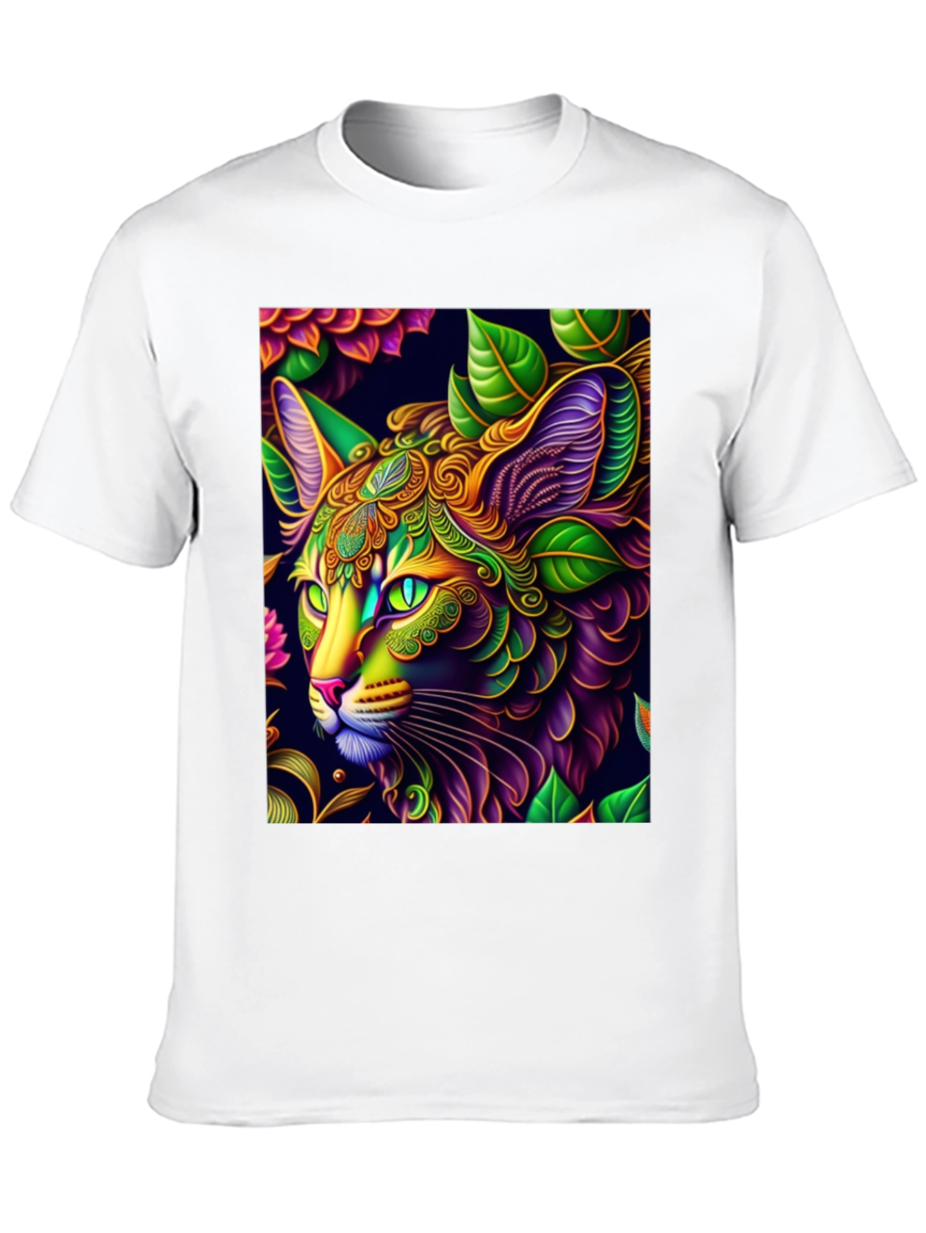 Psychedelic Cat Graphic Tee - Unique Art T-Shirt