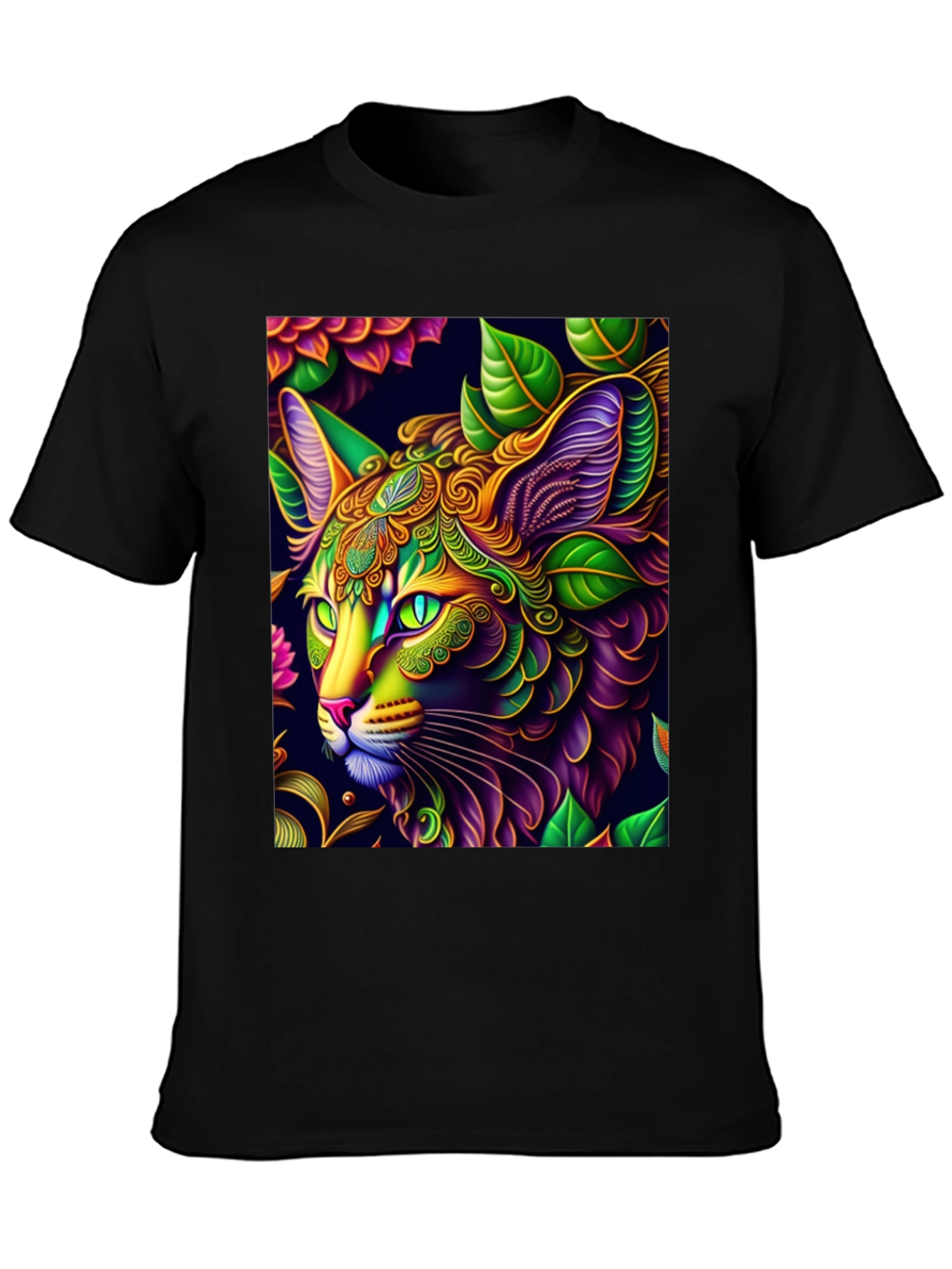 Psychedelic Cat Graphic Tee - Unique Art T-Shirt
