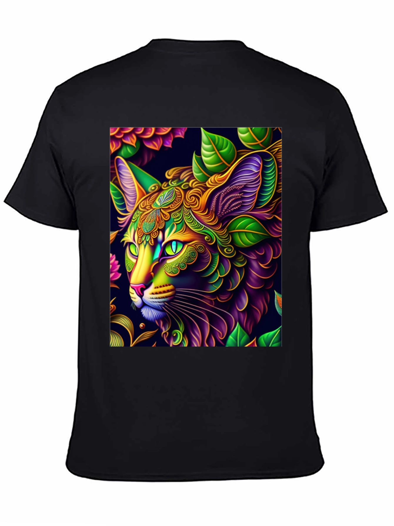 Psychedelic Cat Graphic Tee - Unique Art T-Shirt