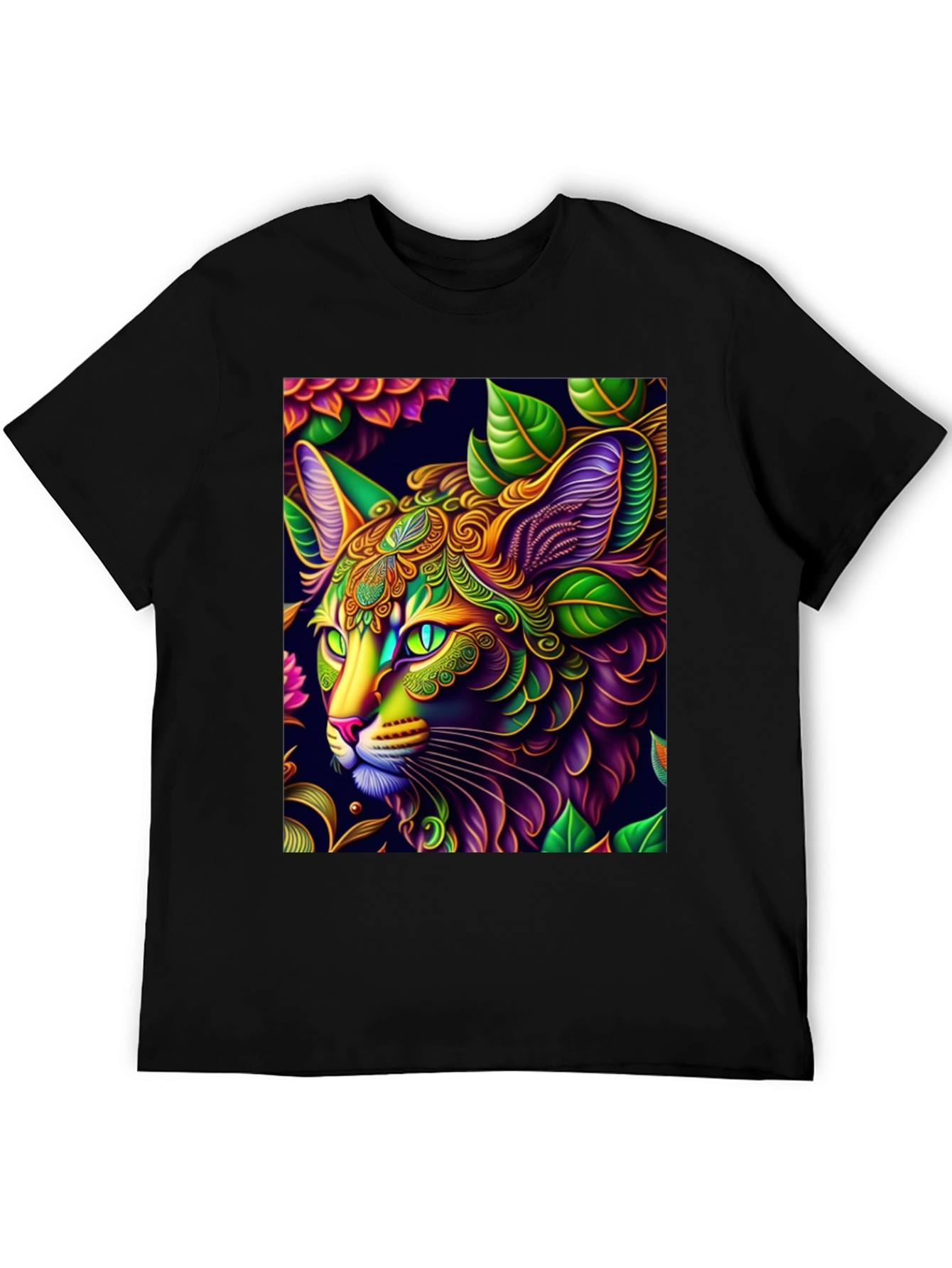 Psychedelic Cat Graphic Tee - Unique Art T-Shirt
