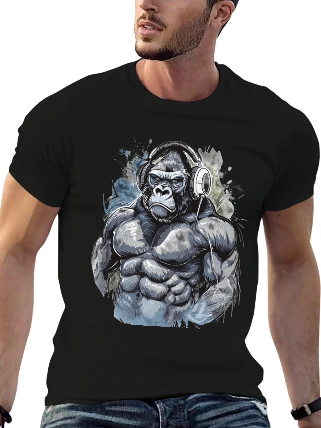 Gorilla Gym T-Shirt - Black Graphic Tee