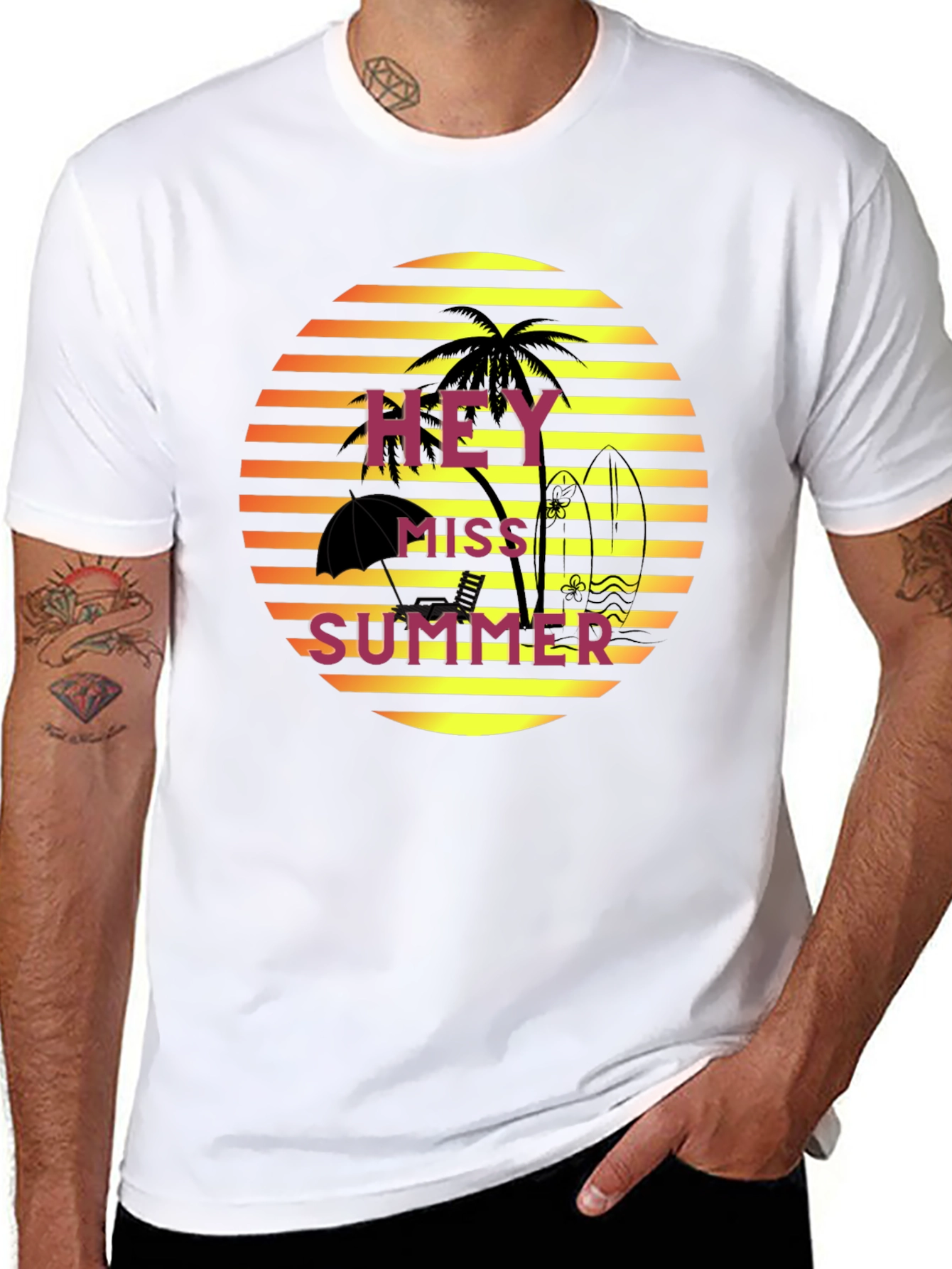 Hey Miss Summer T-Shirt - Tropical Beach Vacation Style