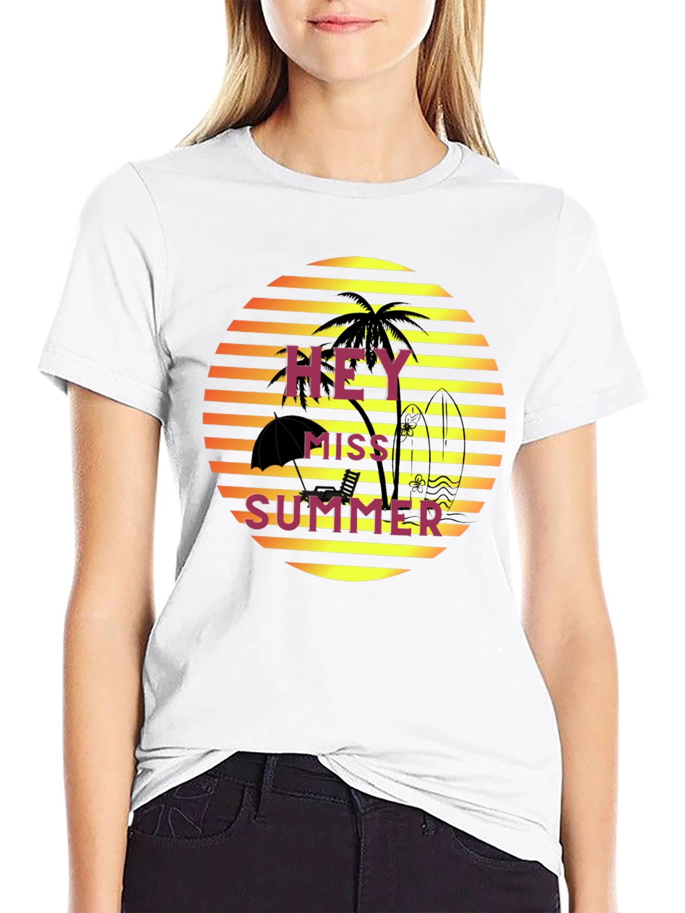 Hey Miss Summer T-Shirt - Tropical Beach Vacation Style