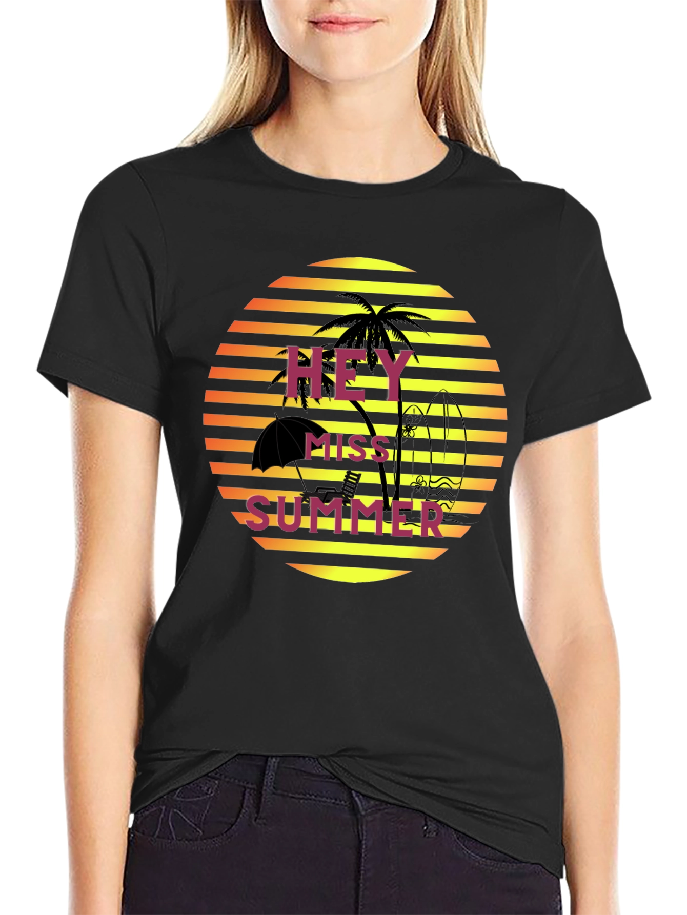 Hey Miss Summer T-Shirt - Tropical Beach Vacation Style