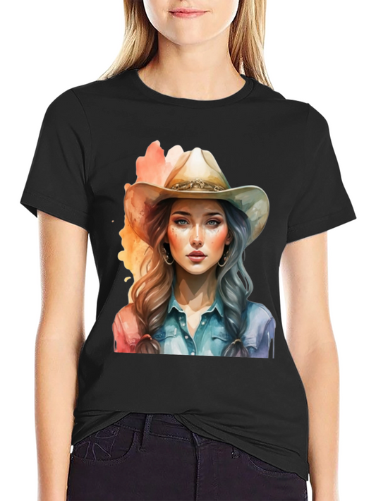 Cowgirl Graphic Tee - Western Style Cotton T-Shirt