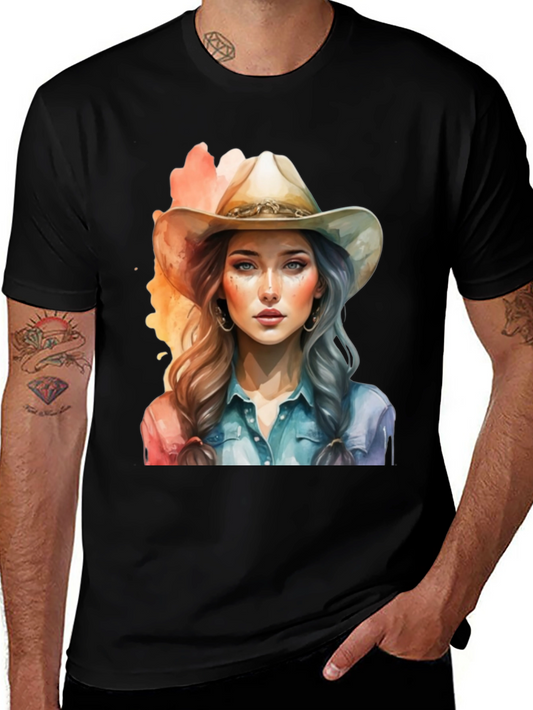 Cowgirl Graphic Tee - Western Style Cotton T-Shirt