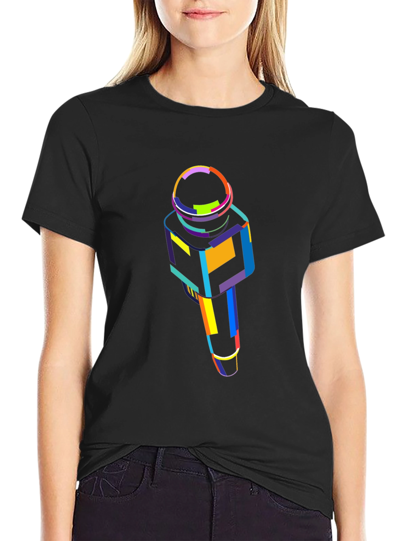 Abstract Microphone Graphic Tee - Bold Style