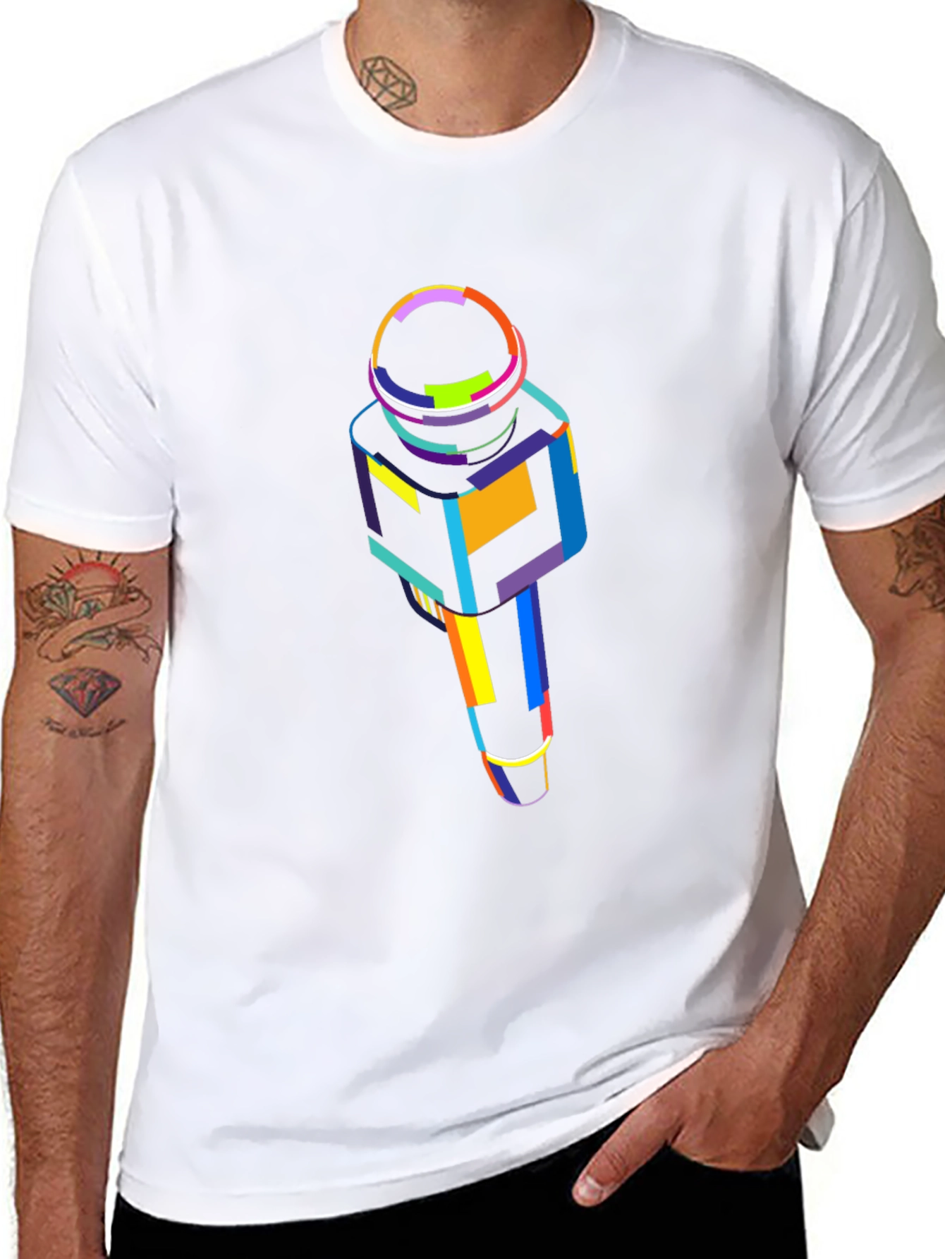 Abstract Microphone Graphic Tee - Bold Style