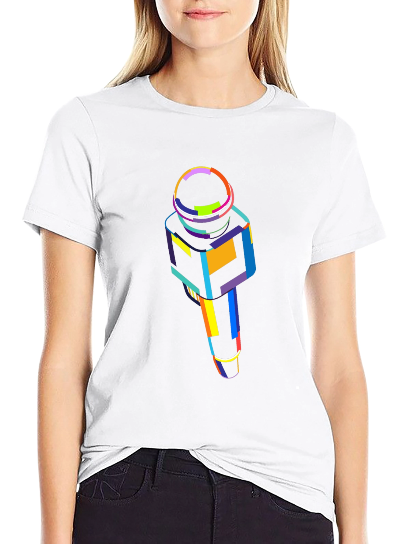 Abstract Microphone Graphic Tee - Bold Style