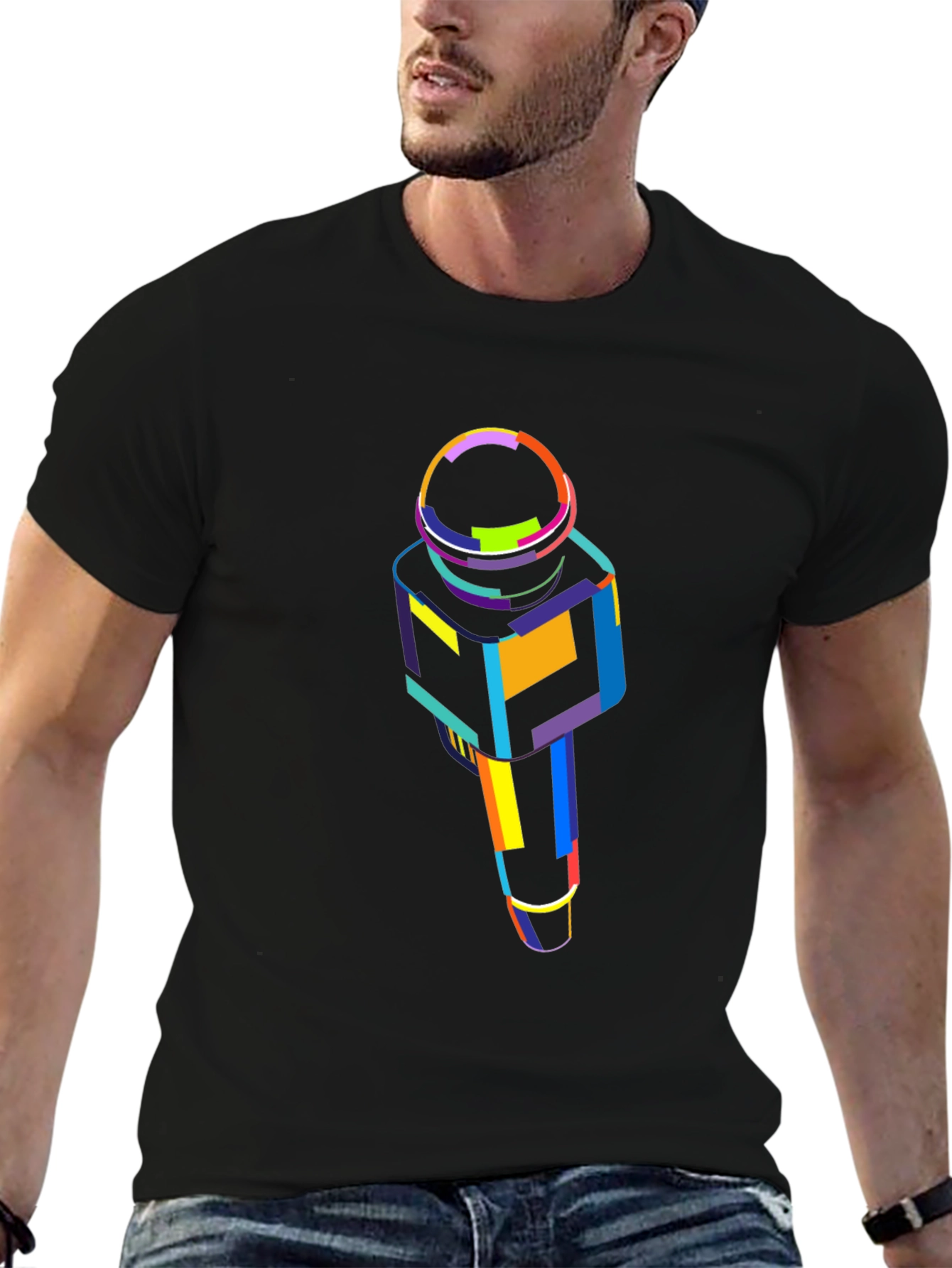 Abstract Microphone Graphic Tee - Bold Style