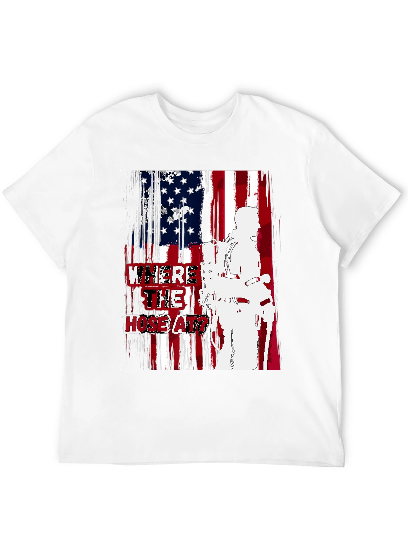 Firefighter USA Flag Graphic T-Shirt