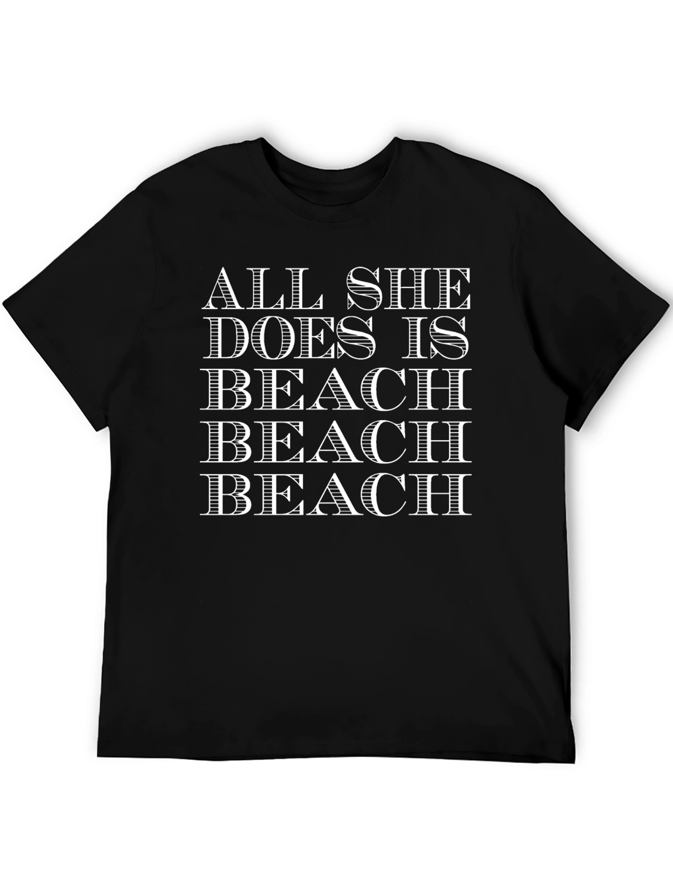All She Does Is Beach Graphic Tee - Black