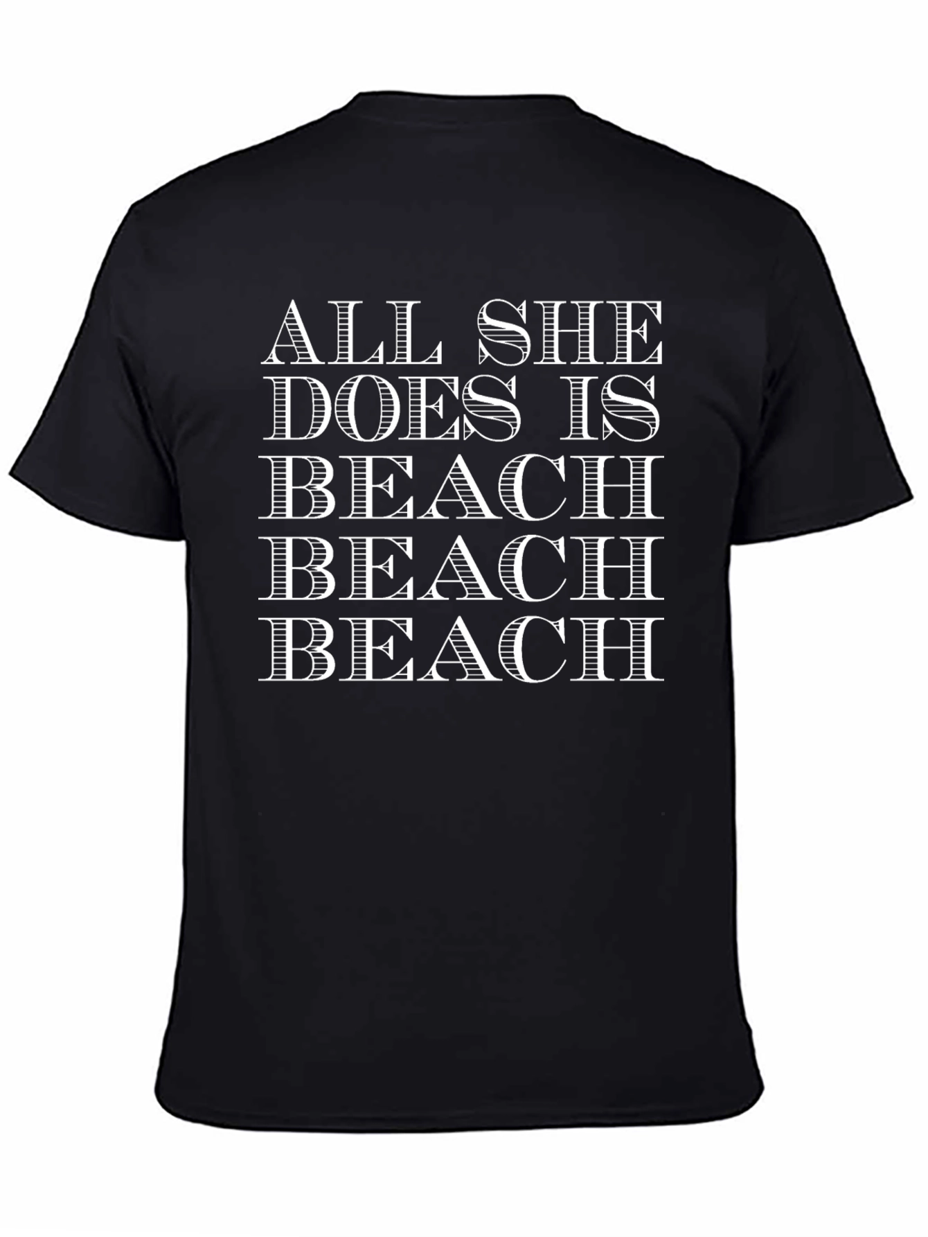 All She Does Is Beach Graphic Tee - Black