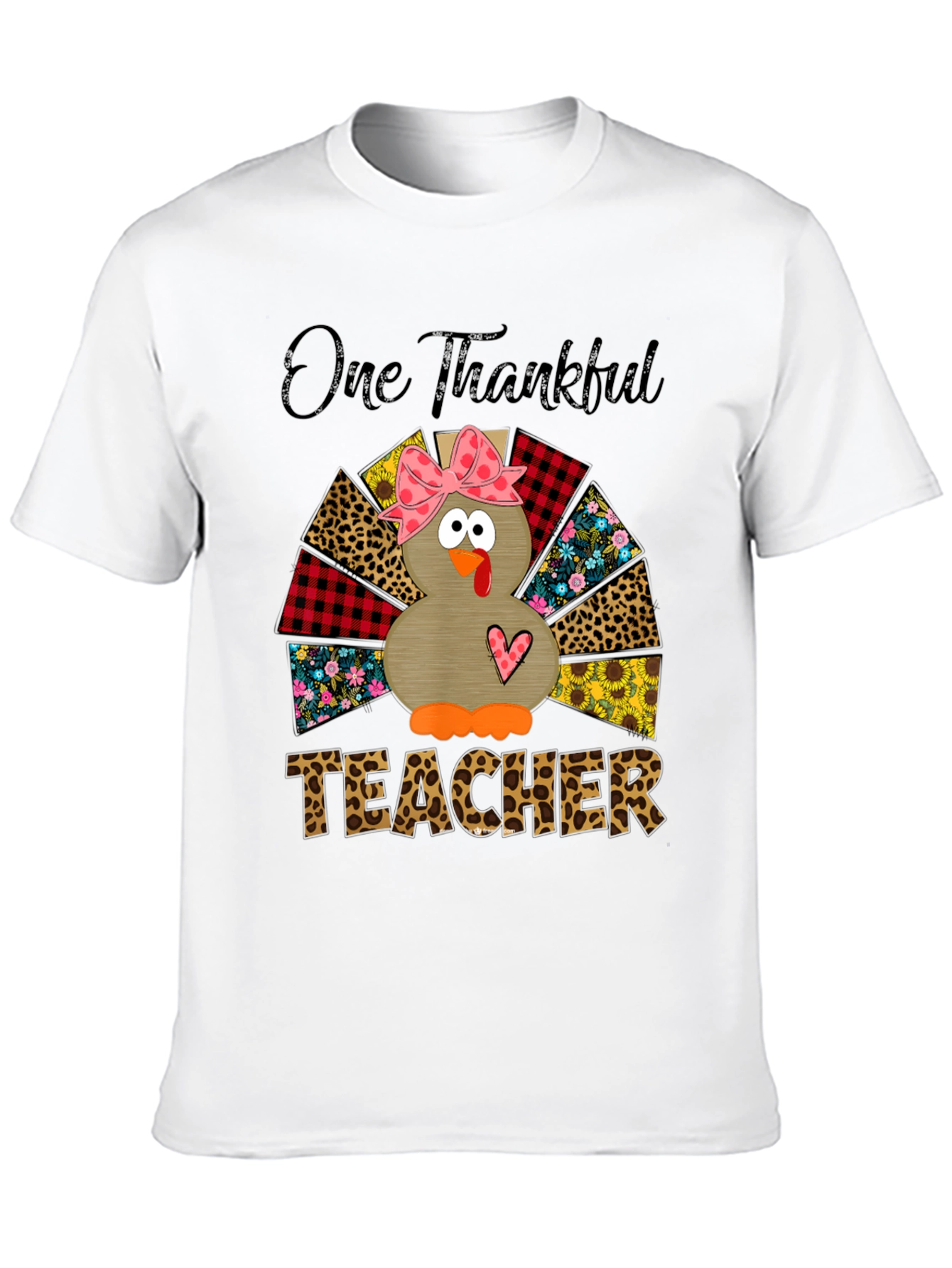One Thankful Teacher Turkey Graphic T-Shirt