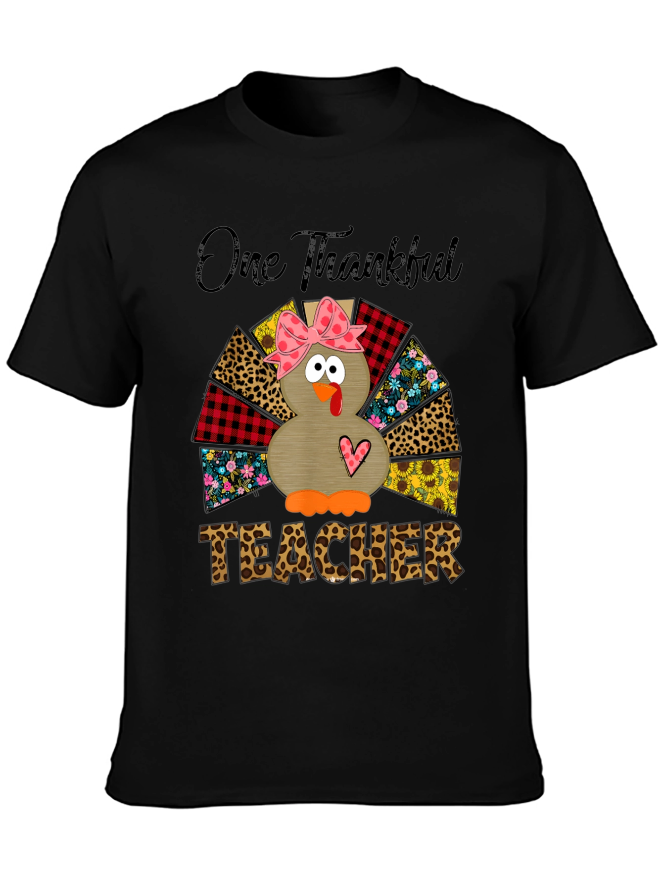 One Thankful Teacher Turkey Graphic T-Shirt
