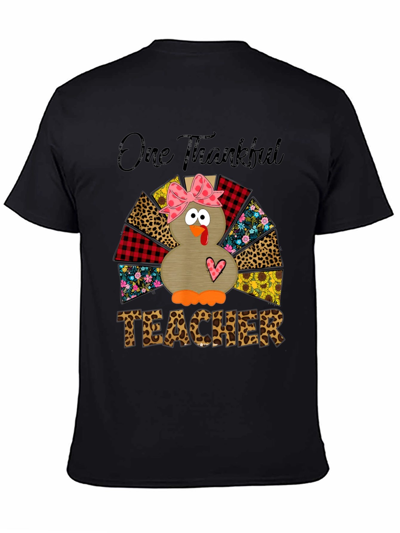 One Thankful Teacher Turkey Graphic T-Shirt