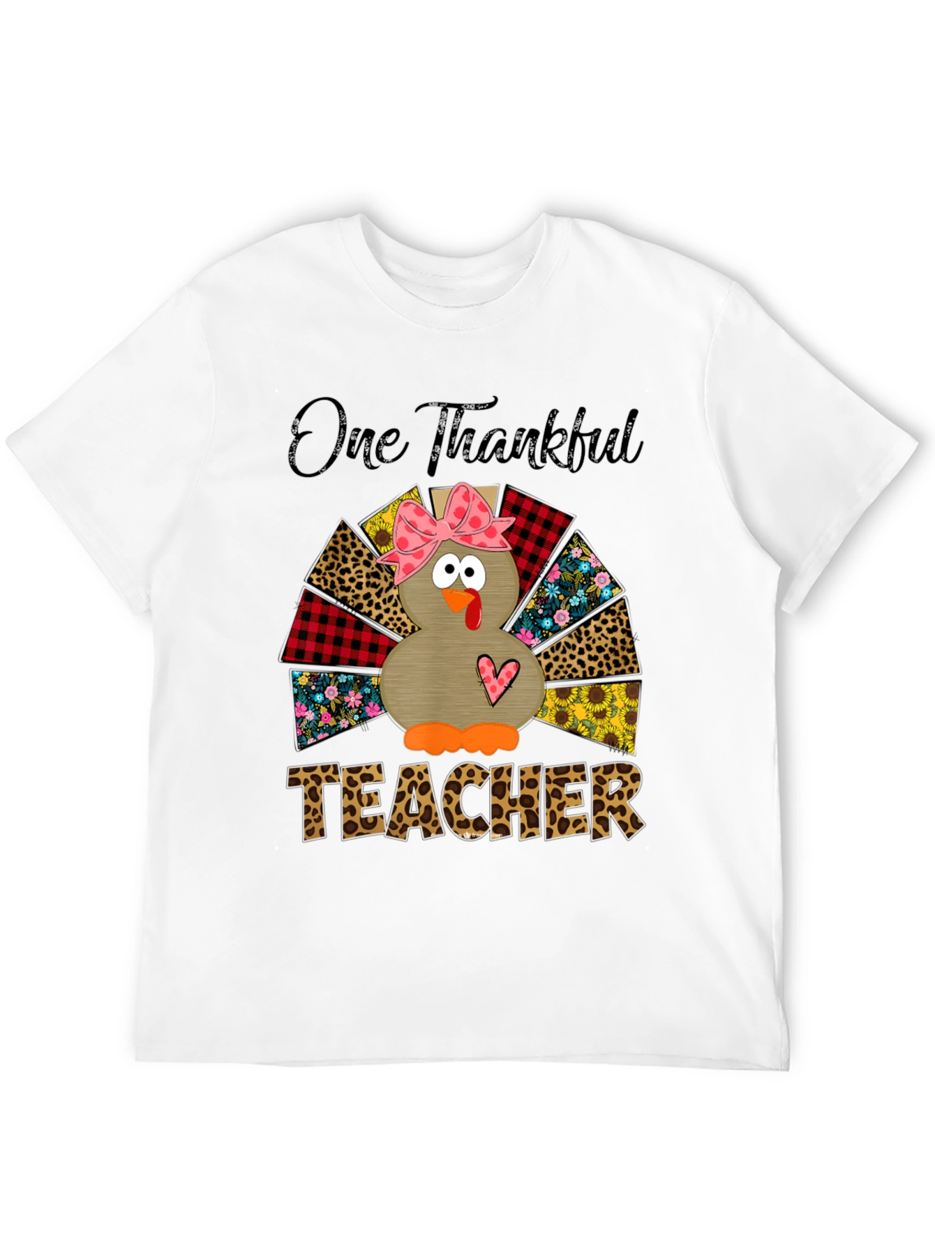 One Thankful Teacher Turkey Graphic T-Shirt