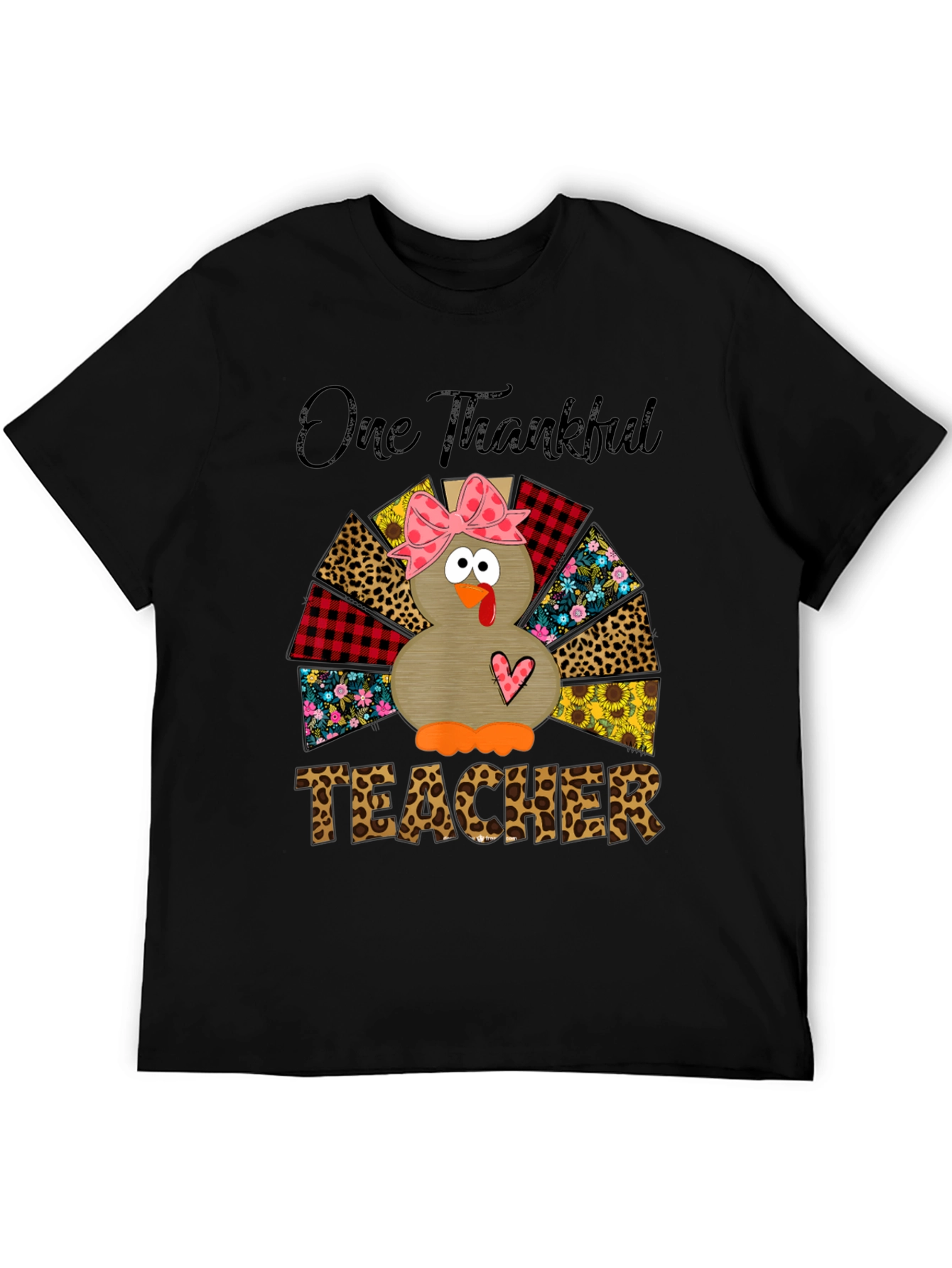 One Thankful Teacher Turkey Graphic T-Shirt