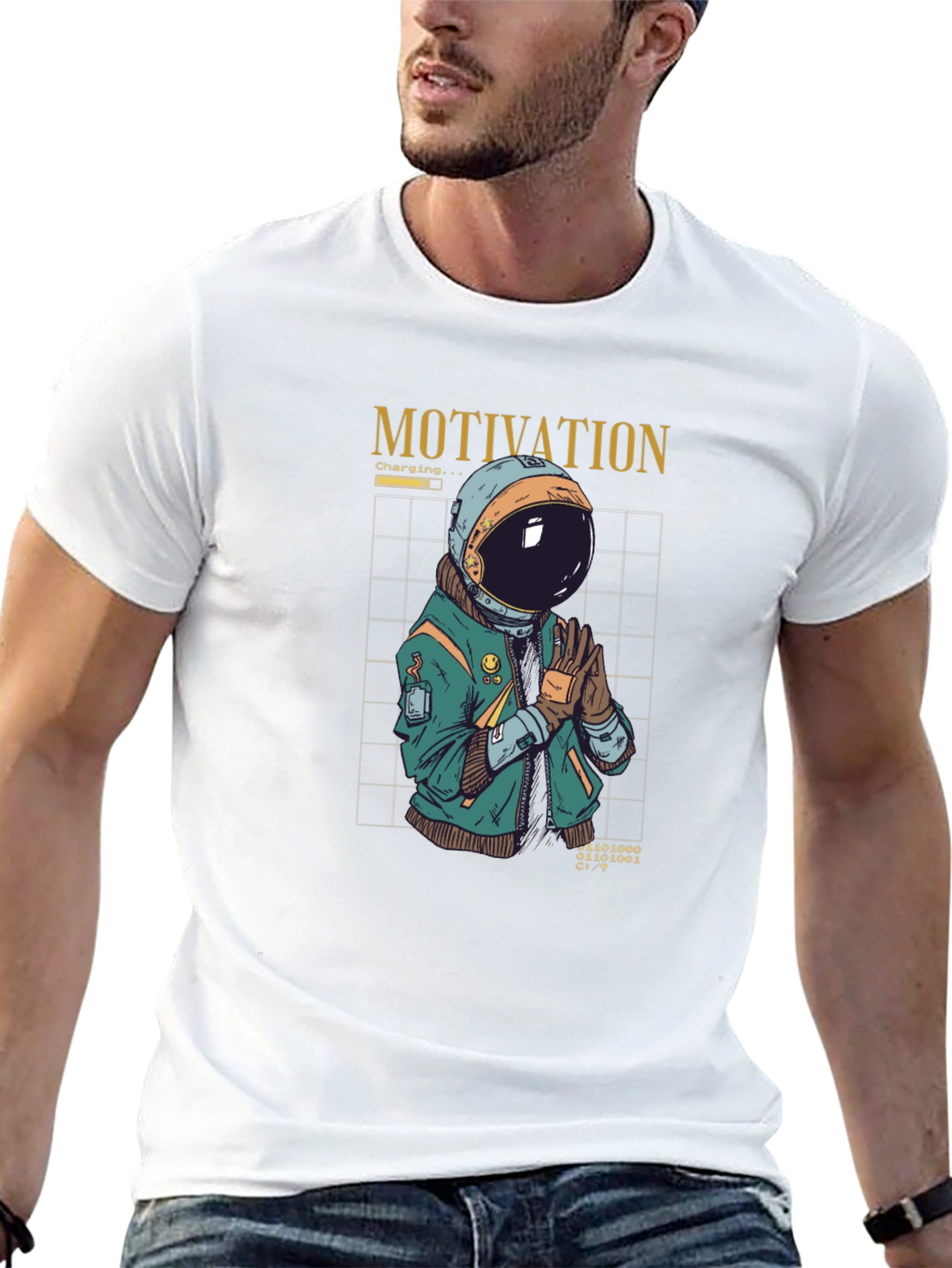 Motivation Astronaut Graphic T-Shirt - Black