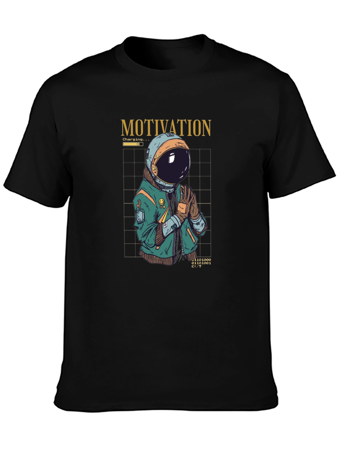 Motivation Astronaut Graphic T-Shirt - Black