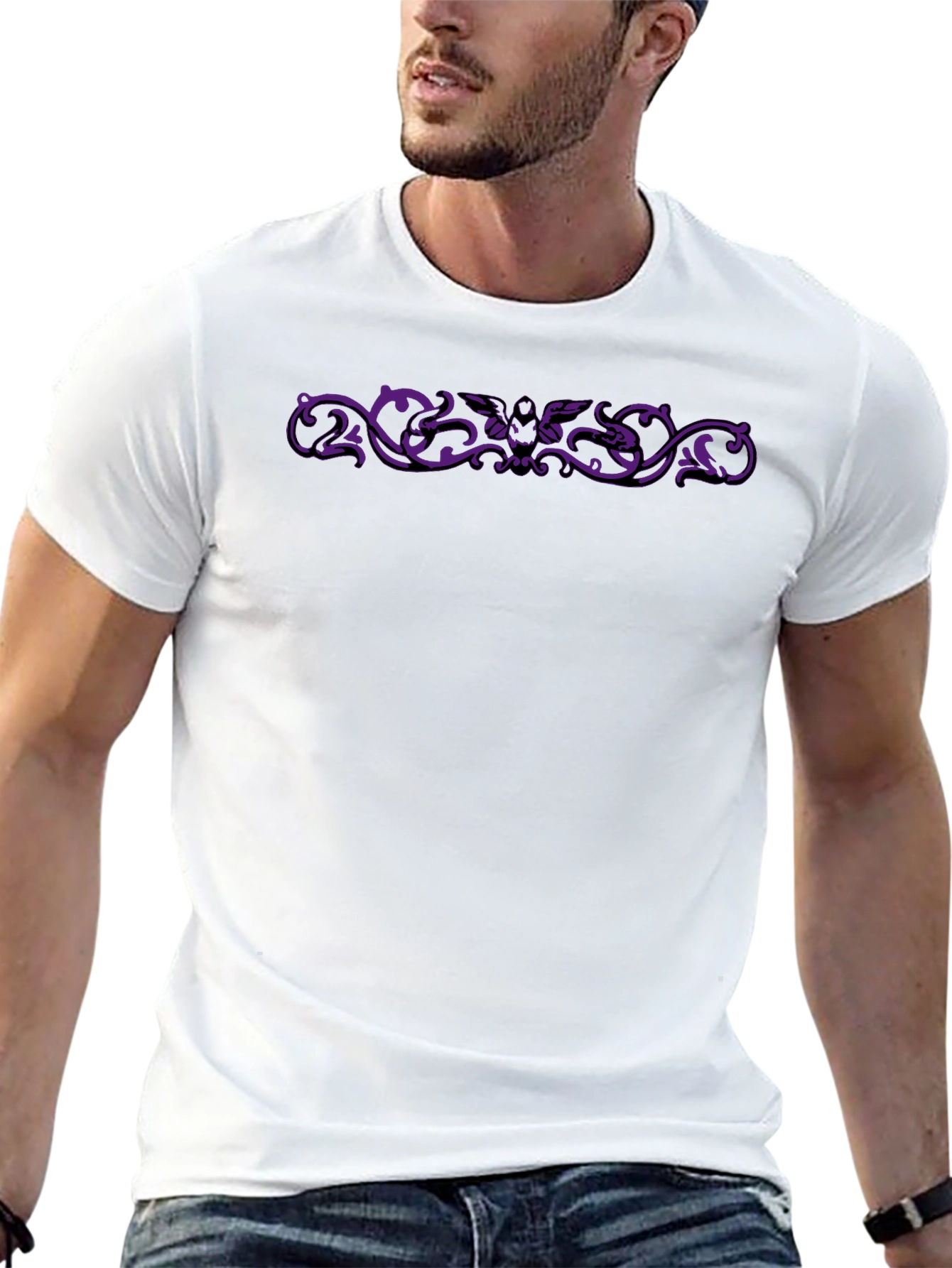 Gothic Bat Scrollwork Black Tee