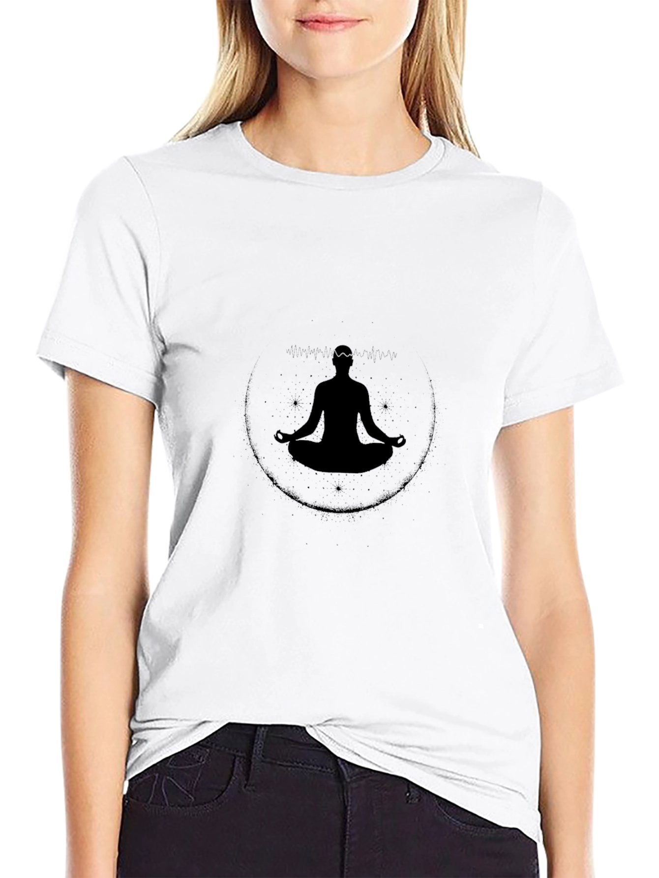 Meditate in Style: Black Yoga Silhouette Tee
