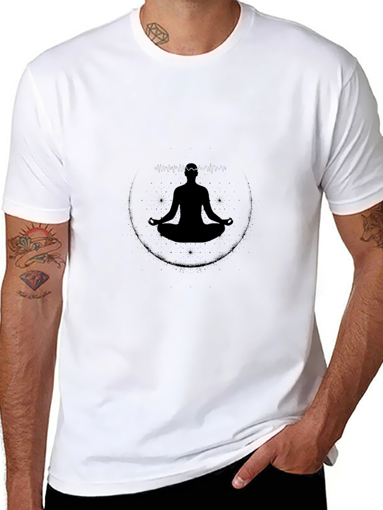 Meditate in Style: Black Yoga Silhouette Tee