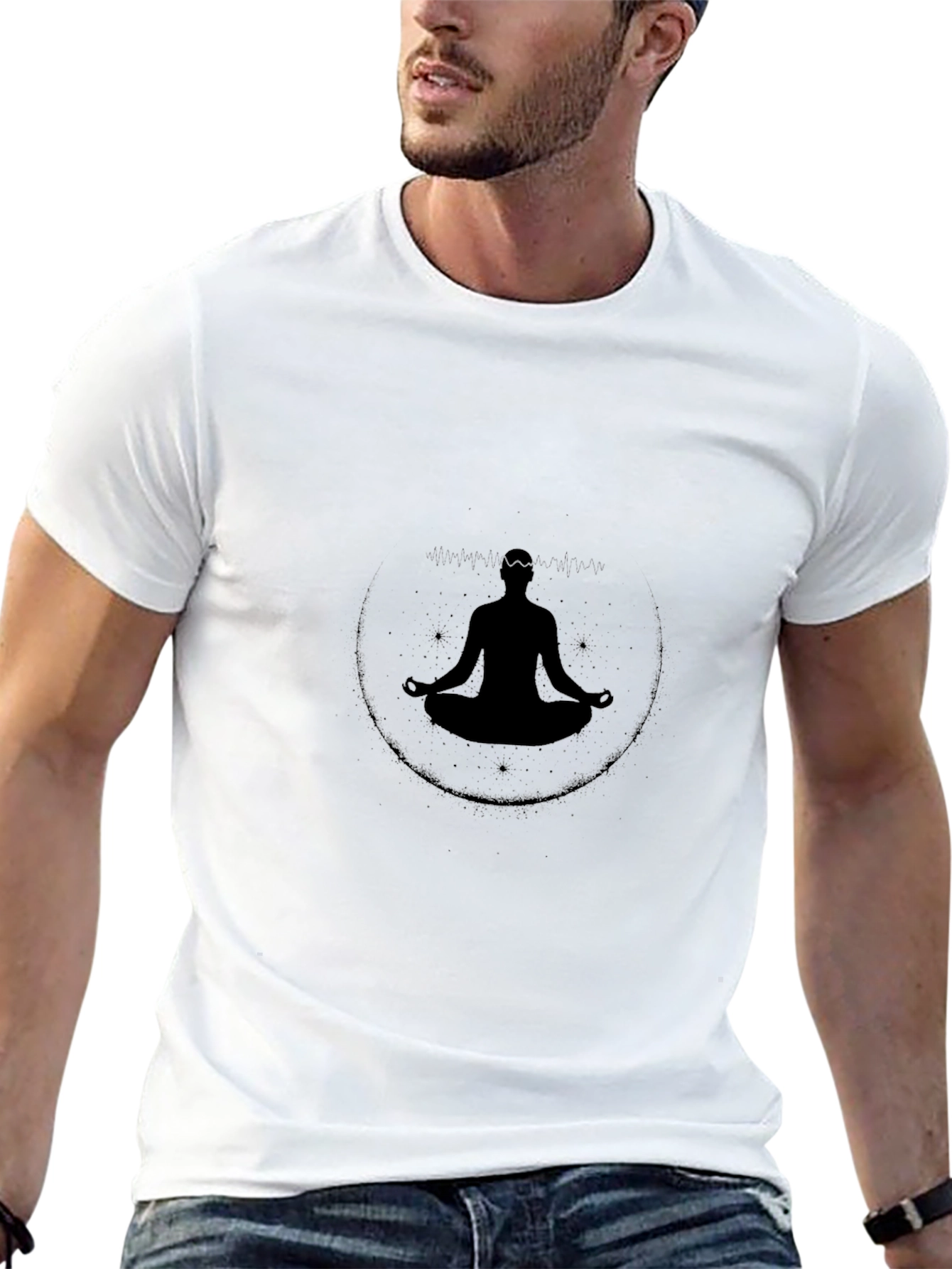 Meditate in Style: Black Yoga Silhouette Tee