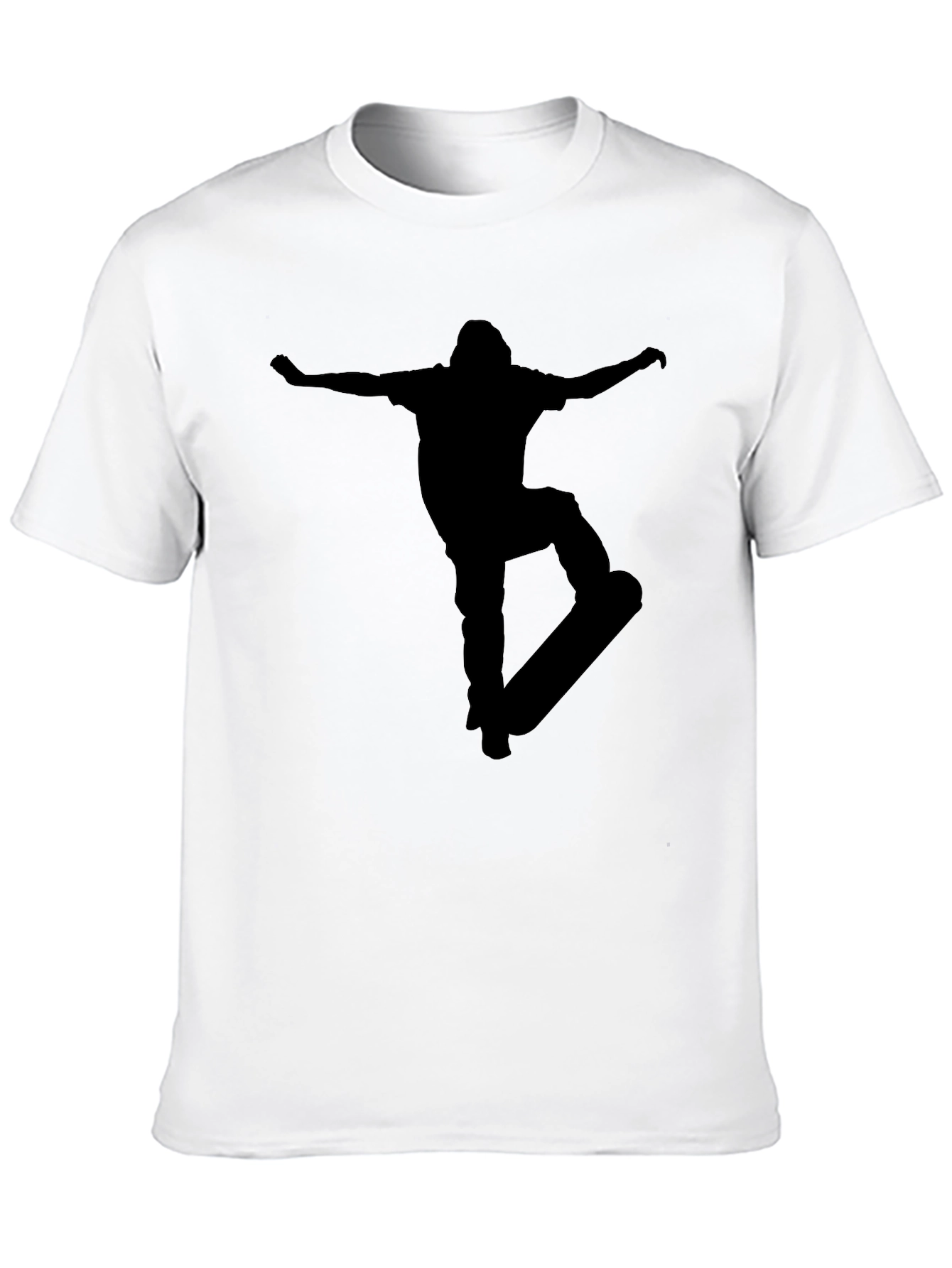 Skateboarder Graphic Tee - Black Cotton Casual T-Shirt