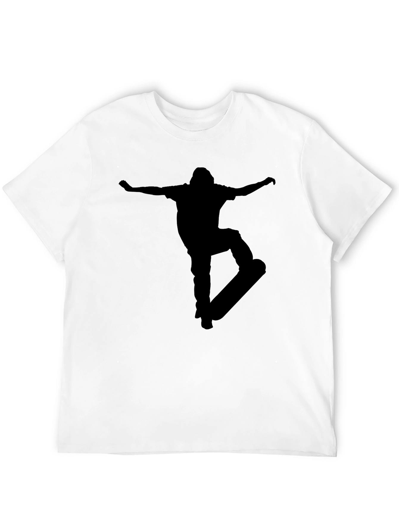 Skateboarder Graphic Tee - Black Cotton Casual T-Shirt