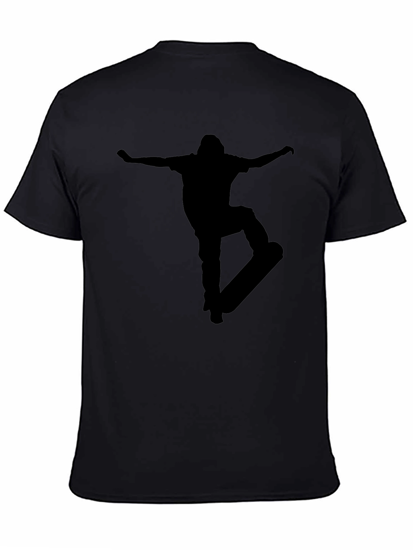 Skateboarder Graphic Tee - Black Cotton Casual T-Shirt