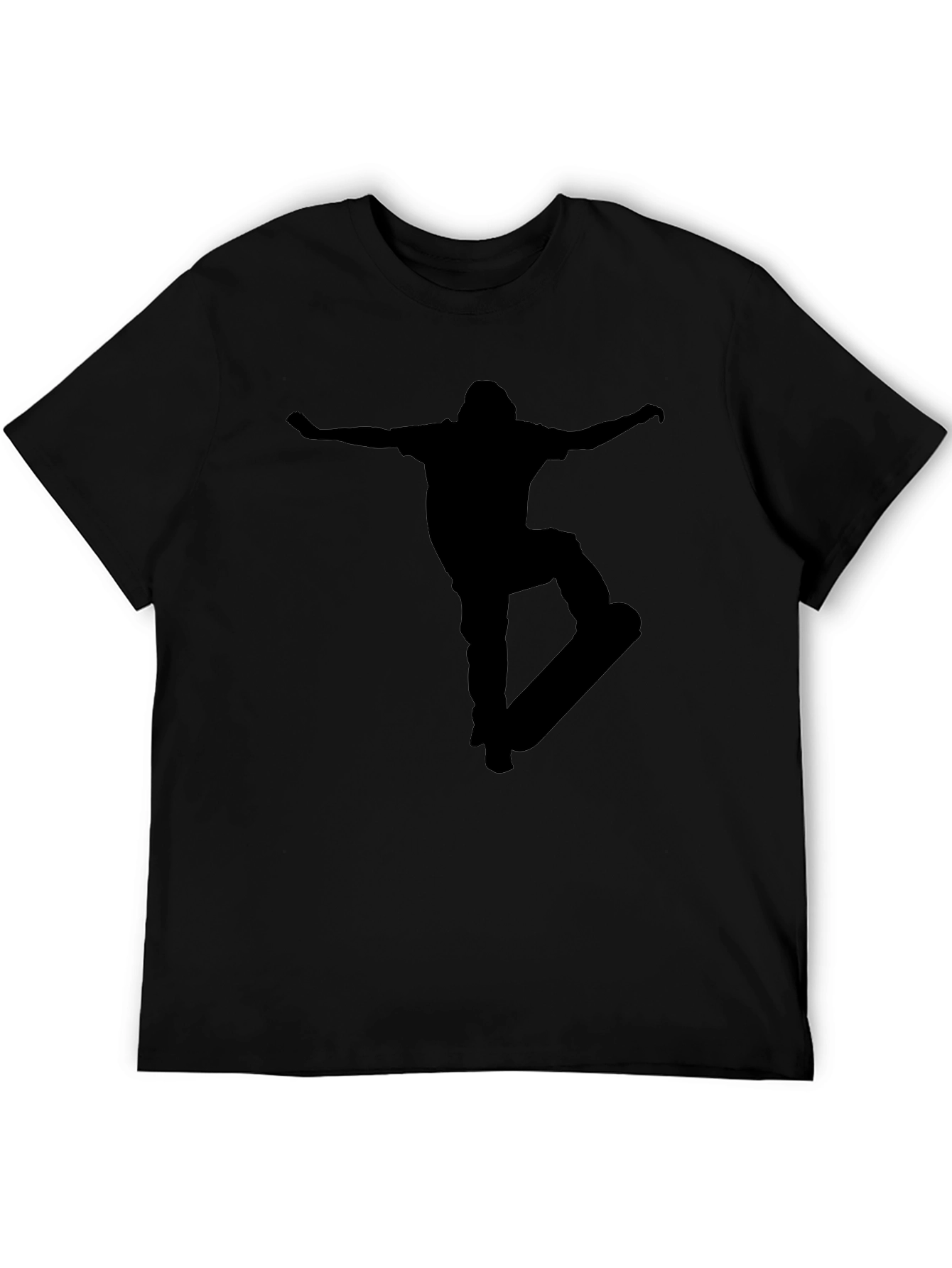Skateboarder Graphic Tee - Black Cotton Casual T-Shirt