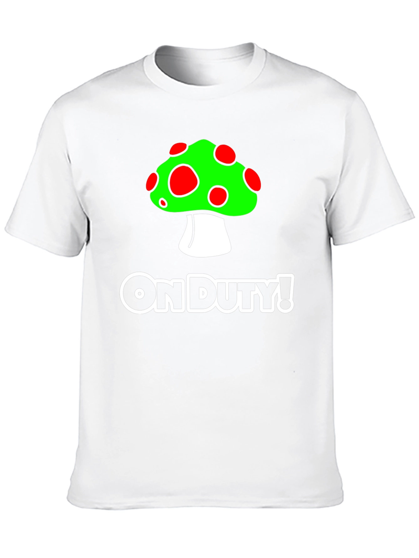On Duty! Mushroom Graphic Black T-Shirt