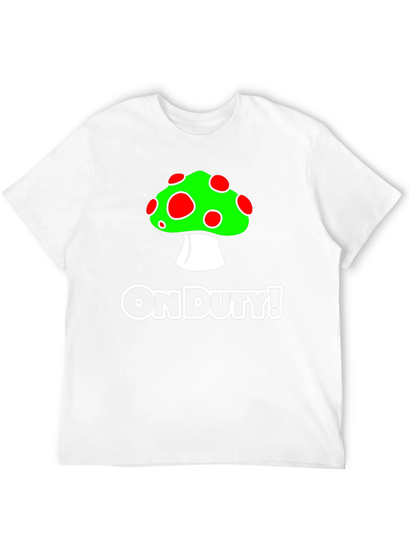 On Duty! Mushroom Graphic Black T-Shirt