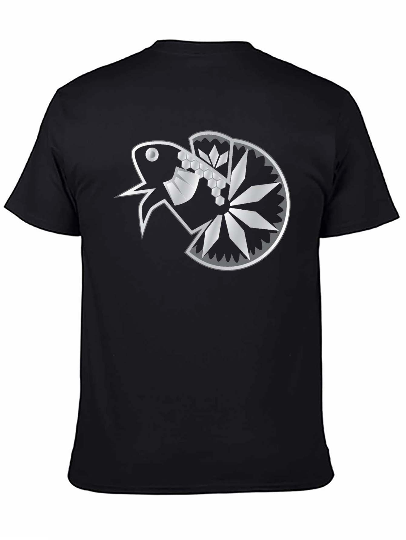 Geometric Betta Fish Graphic T-Shirt - Black
