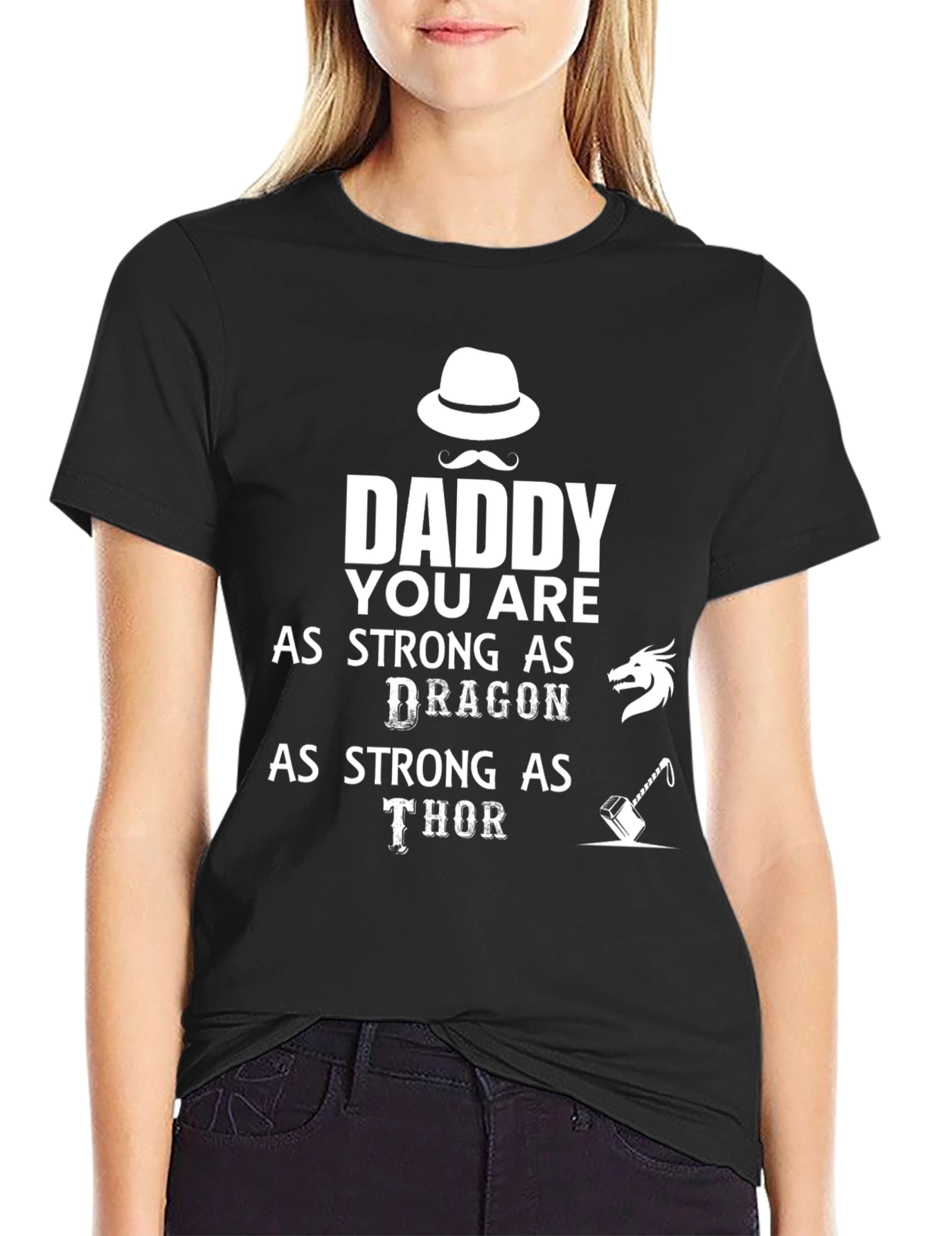 Daddy Strong Dragon Thor Black T-Shirt