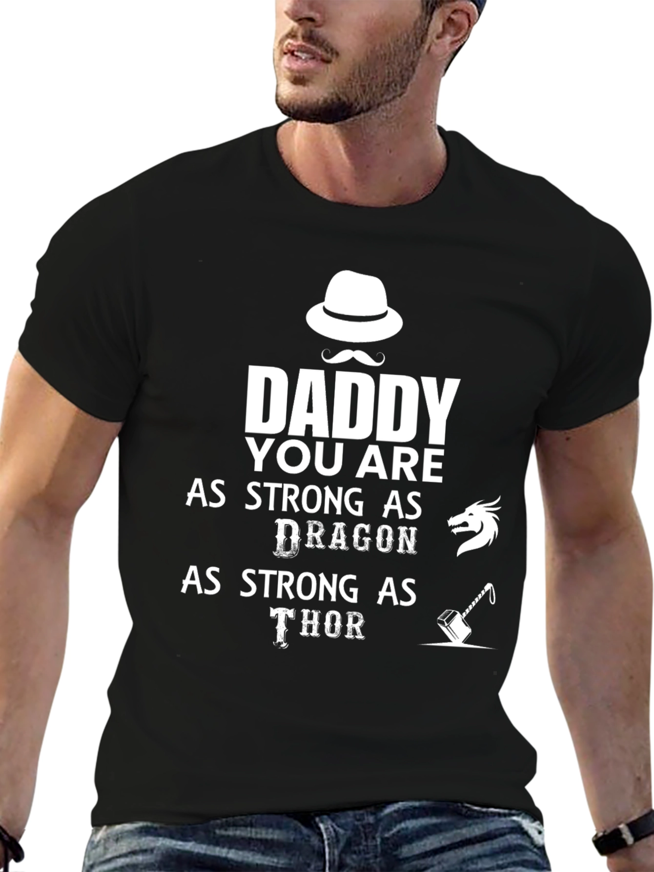 Daddy Strong Dragon Thor Black T-Shirt