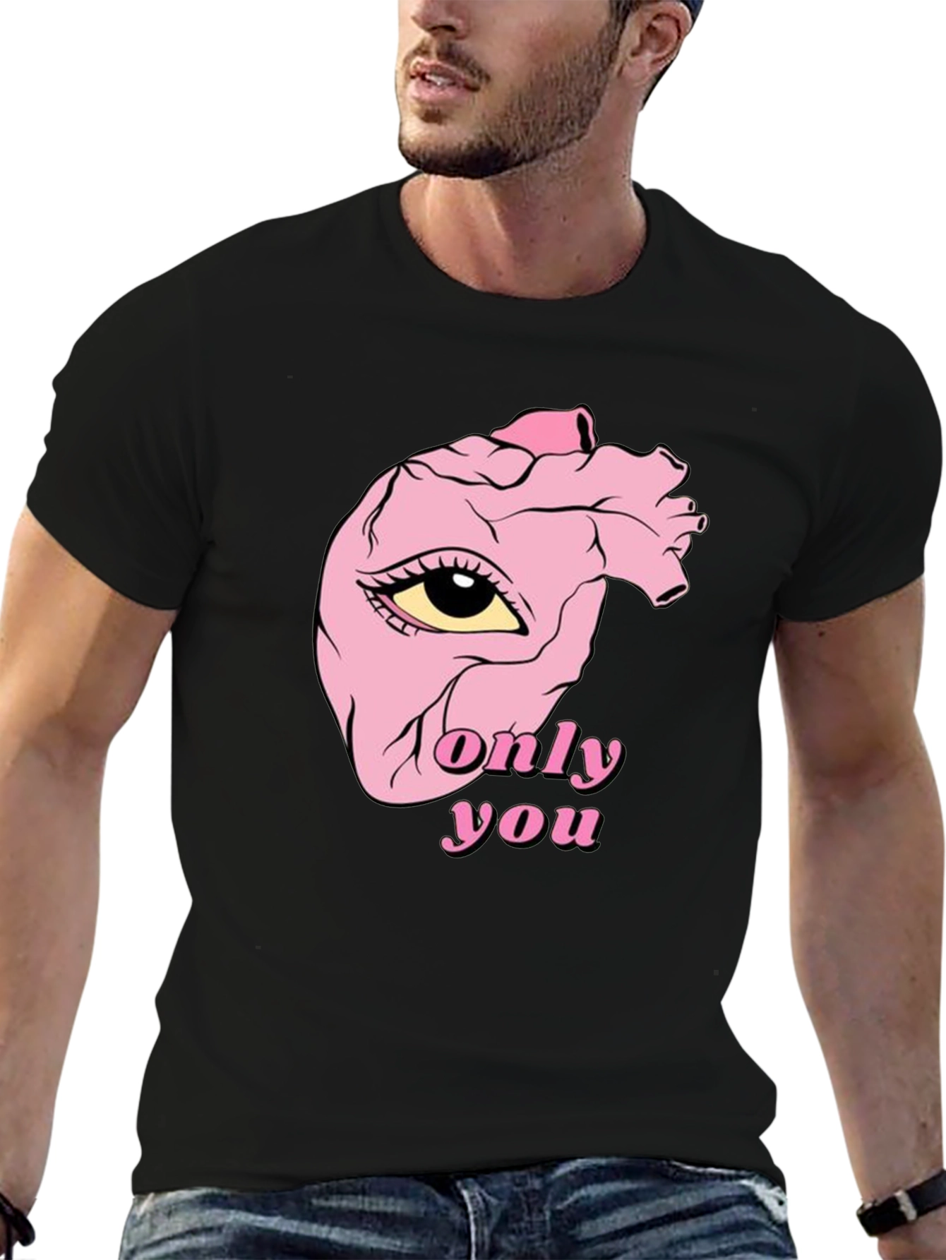 Only You Heart Eye Black T-Shirt