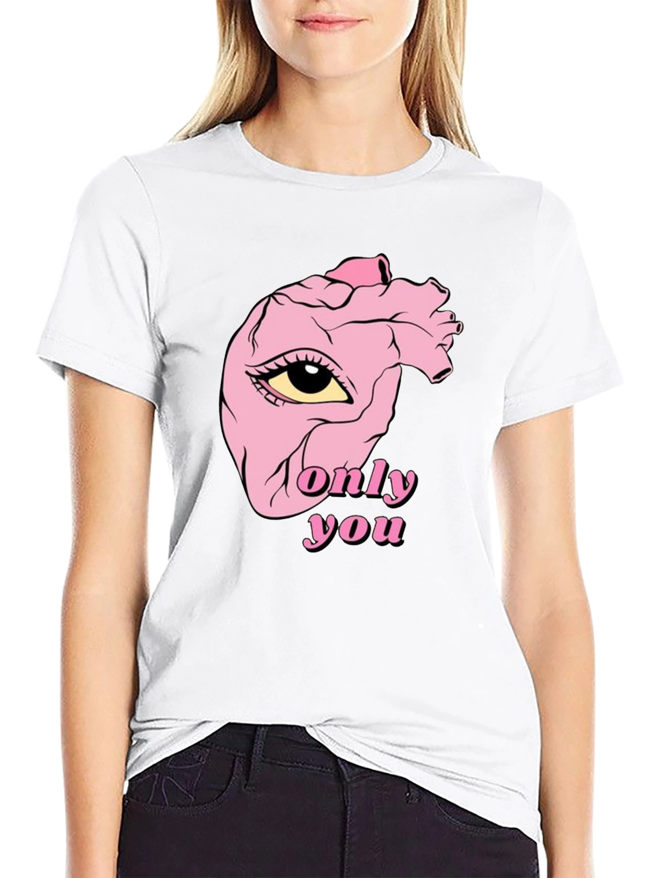 Only You Heart Eye Black T-Shirt