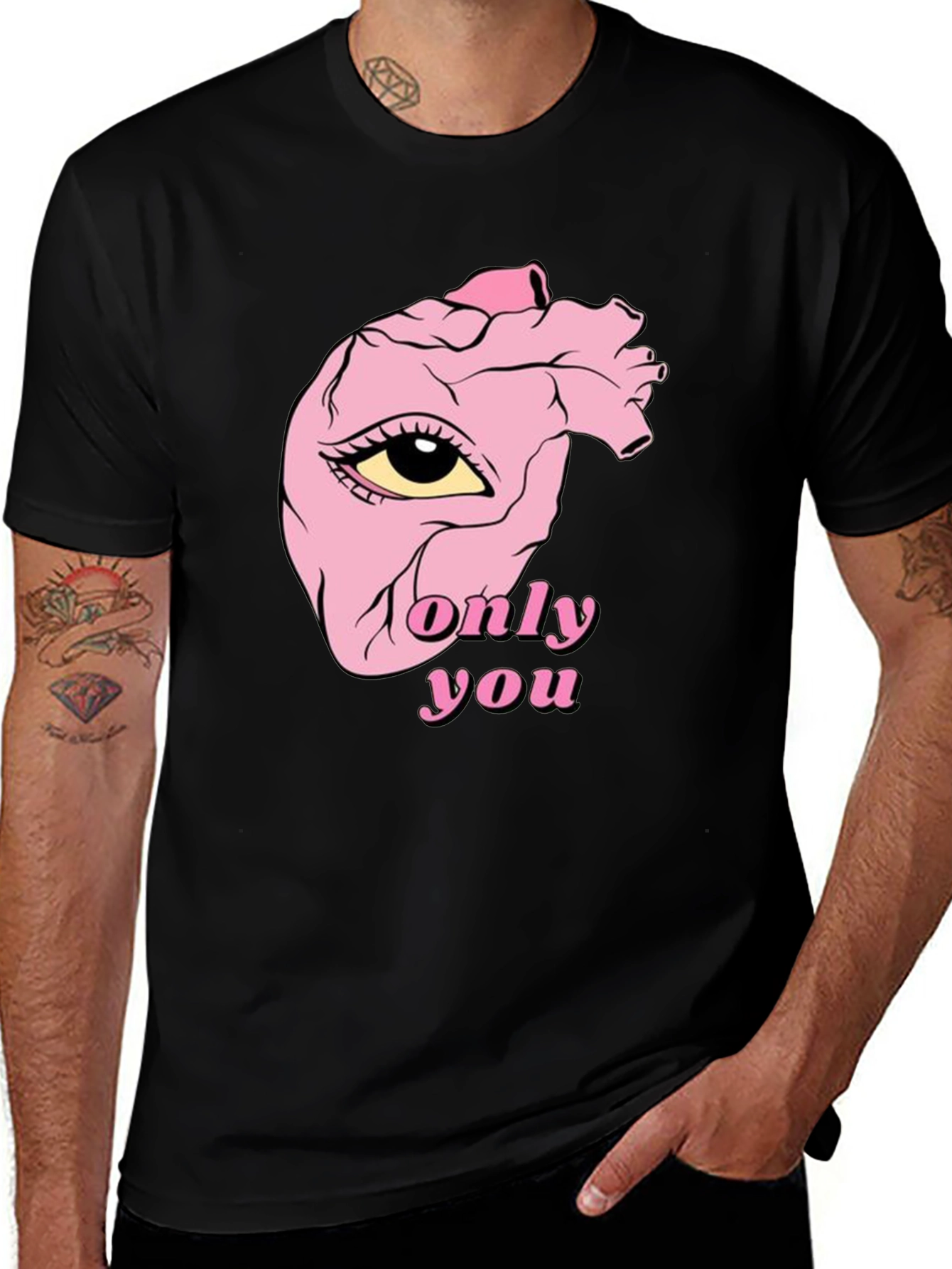 Only You Heart Eye Black T-Shirt