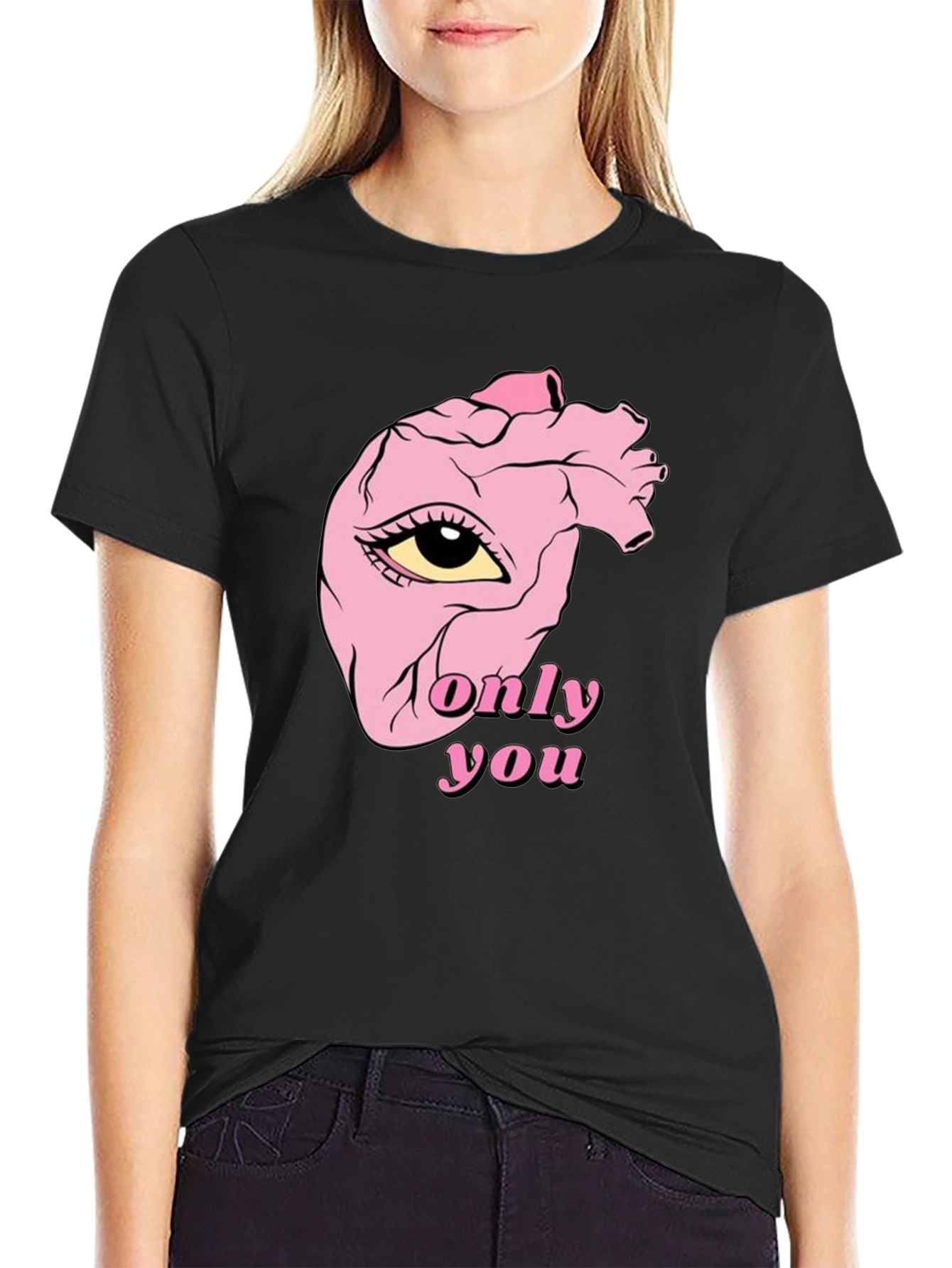 Only You Heart Eye Black T-Shirt
