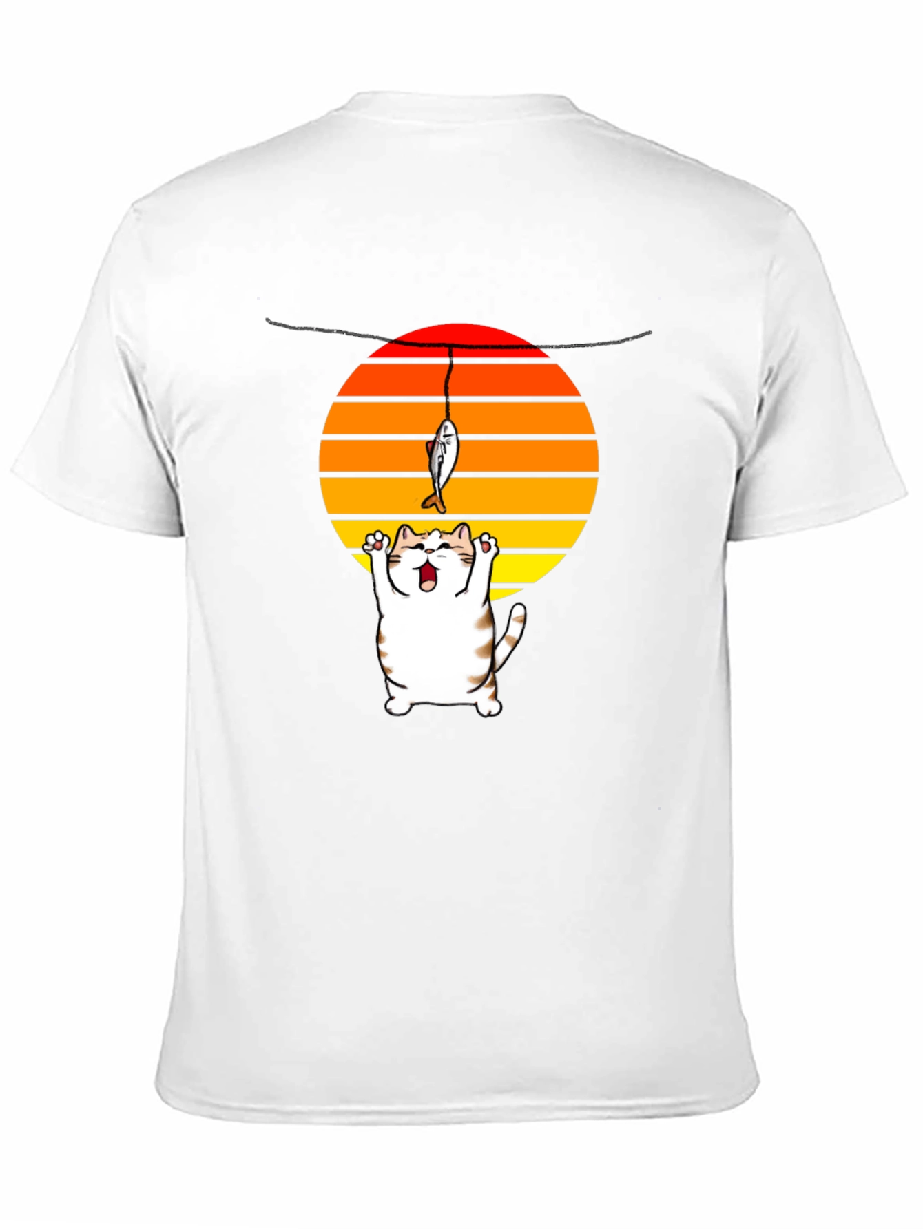Catching Sunset Cat Graphic Tee - Funny Fishing Shirt