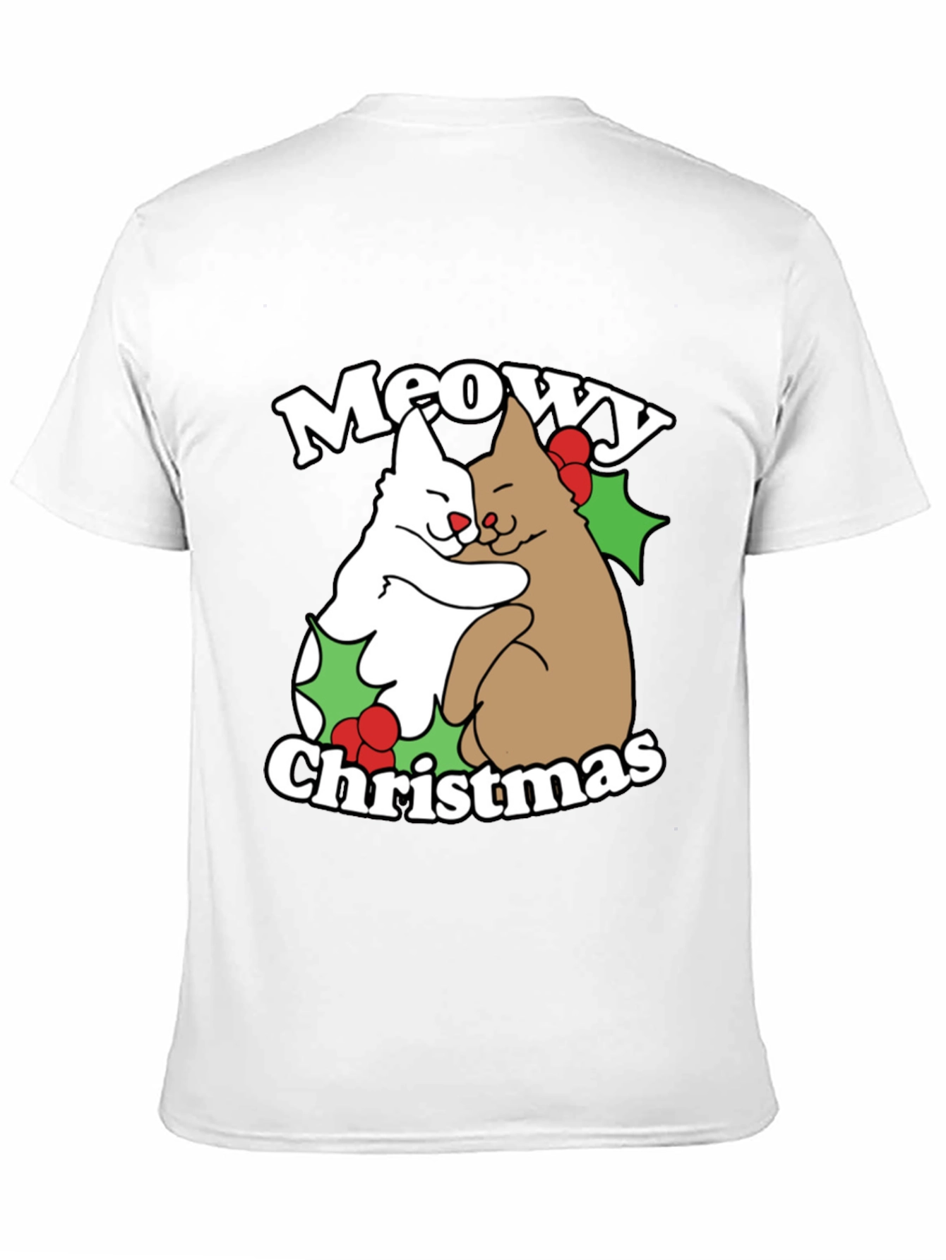 Meowy Christmas Cat Hug T-Shirt